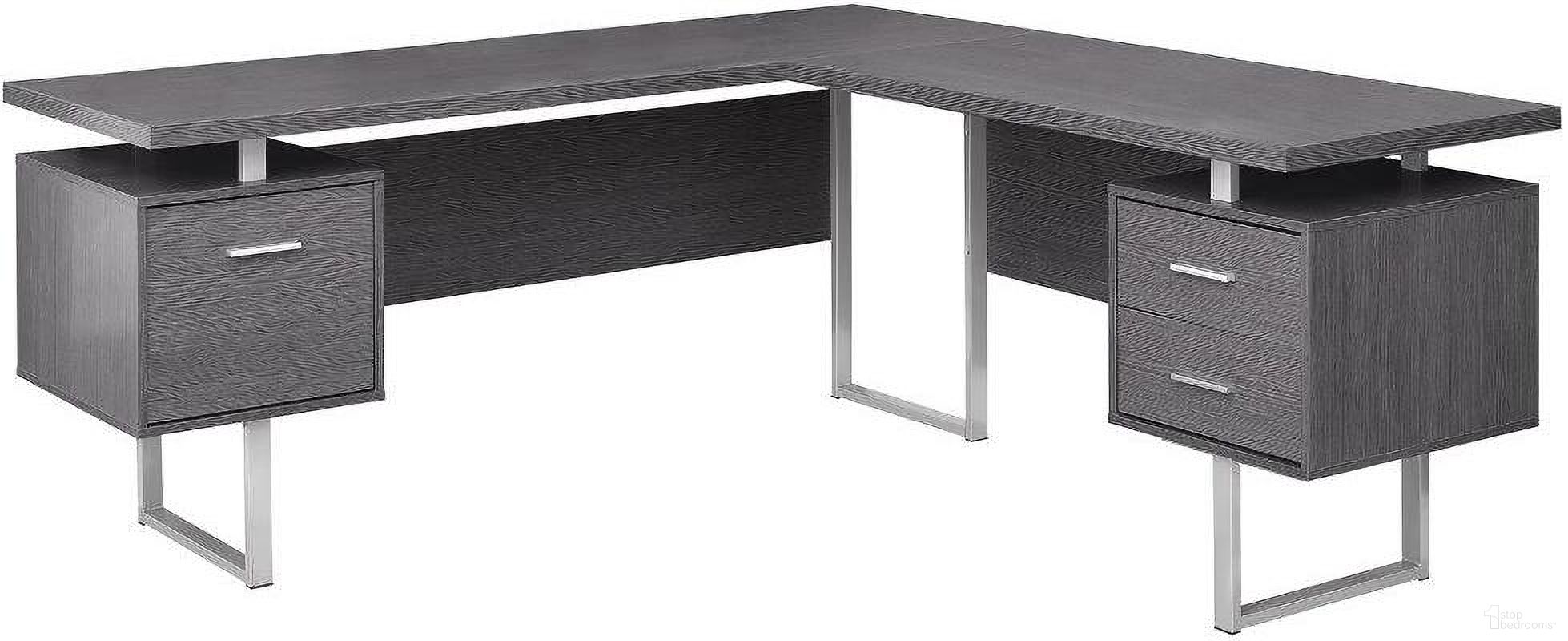 The appearance of Homeroots Grey Silver Particle Board Hollow Core Metal Computer Desk 333471 designed by Homeroots in the modern / contemporary interior design. This grey and silver piece of furniture was selected by 1StopBedrooms from to add a touch of cosiness and style into your home. Sku: 333471. Material: MDF.