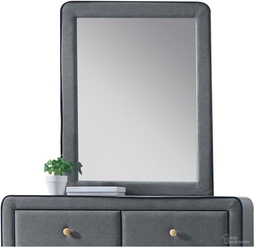 The appearance of Homeroots Light Gray Fabric Mirror designed by Homeroots in the traditional interior design. This grey linen fabric piece of furniture  was selected by 1StopBedrooms from  to add a touch of cosiness and style into your home. Sku: 285881. Material: Fabric.