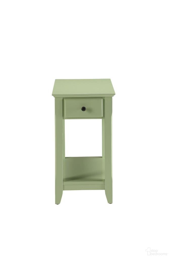 The appearance of Homeroots Light Green Wood Veneer Side Table 286316 designed by Homeroots in the traditional interior design. This light green piece of furniture  was selected by 1StopBedrooms from  to add a touch of cosiness and style into your home. Sku: 286316. Material: MDF.