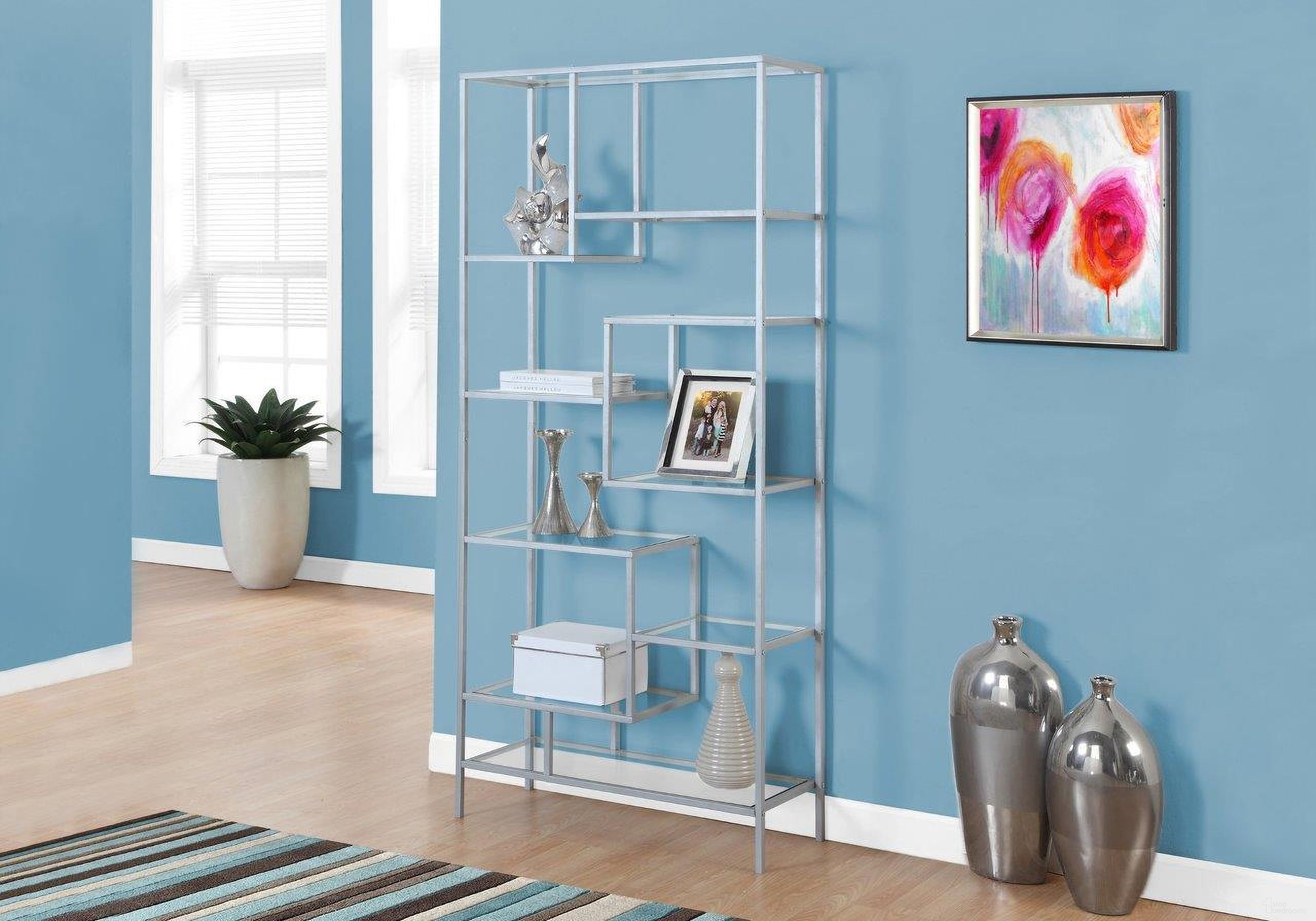 Homeroots Metal And Tempered Glass Bookcase