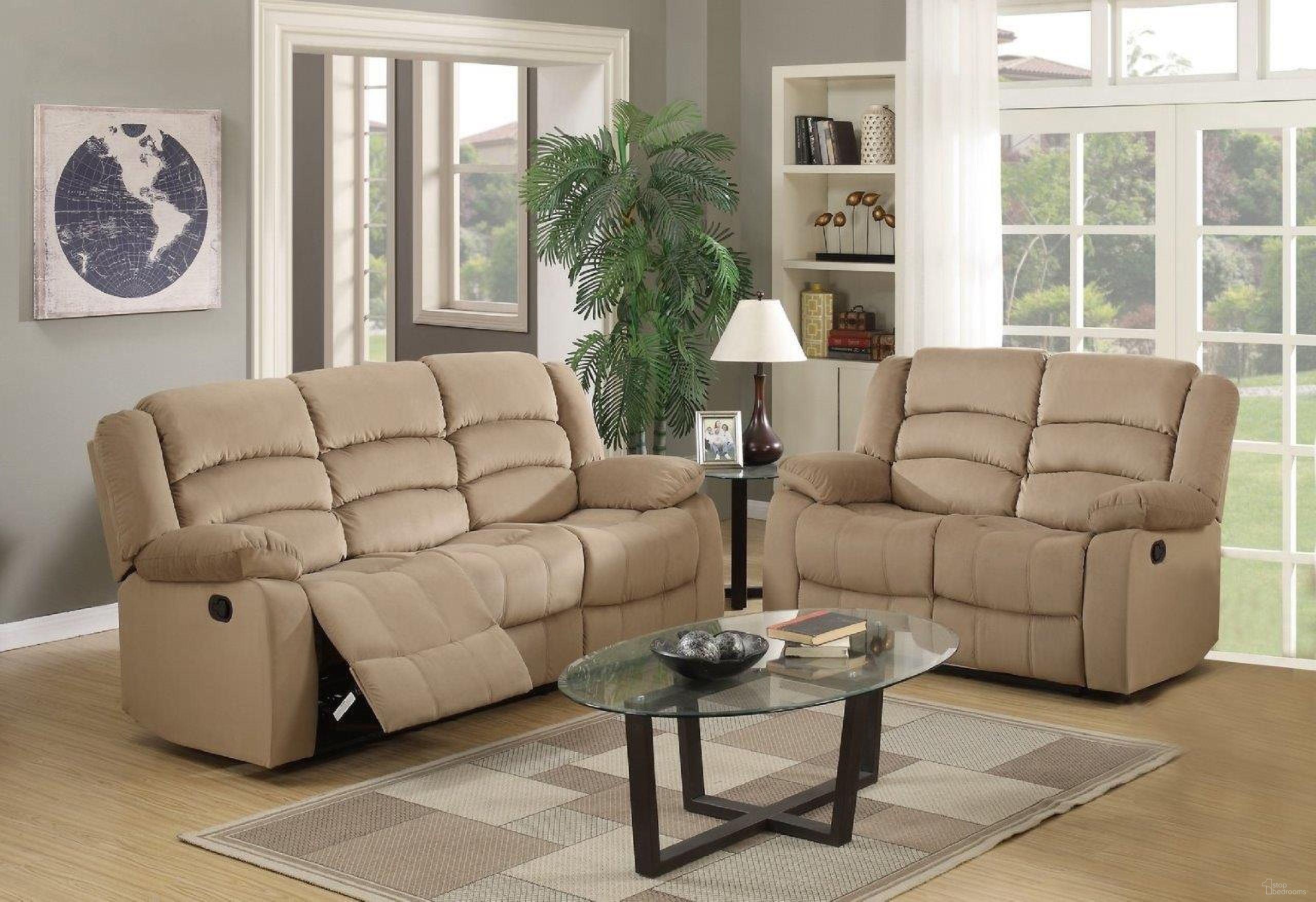 Homeroots Modern Beige Leather Sofa And Loveseat 343876