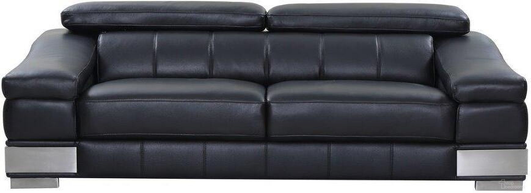 The appearance of Homeroots Modern Black Leather Sofa designed by Homeroots in the modern / contemporary interior design. This black piece of furniture  was selected by 1StopBedrooms from  to add a touch of cosiness and style into your home. Sku: 329713. Material: Leather.