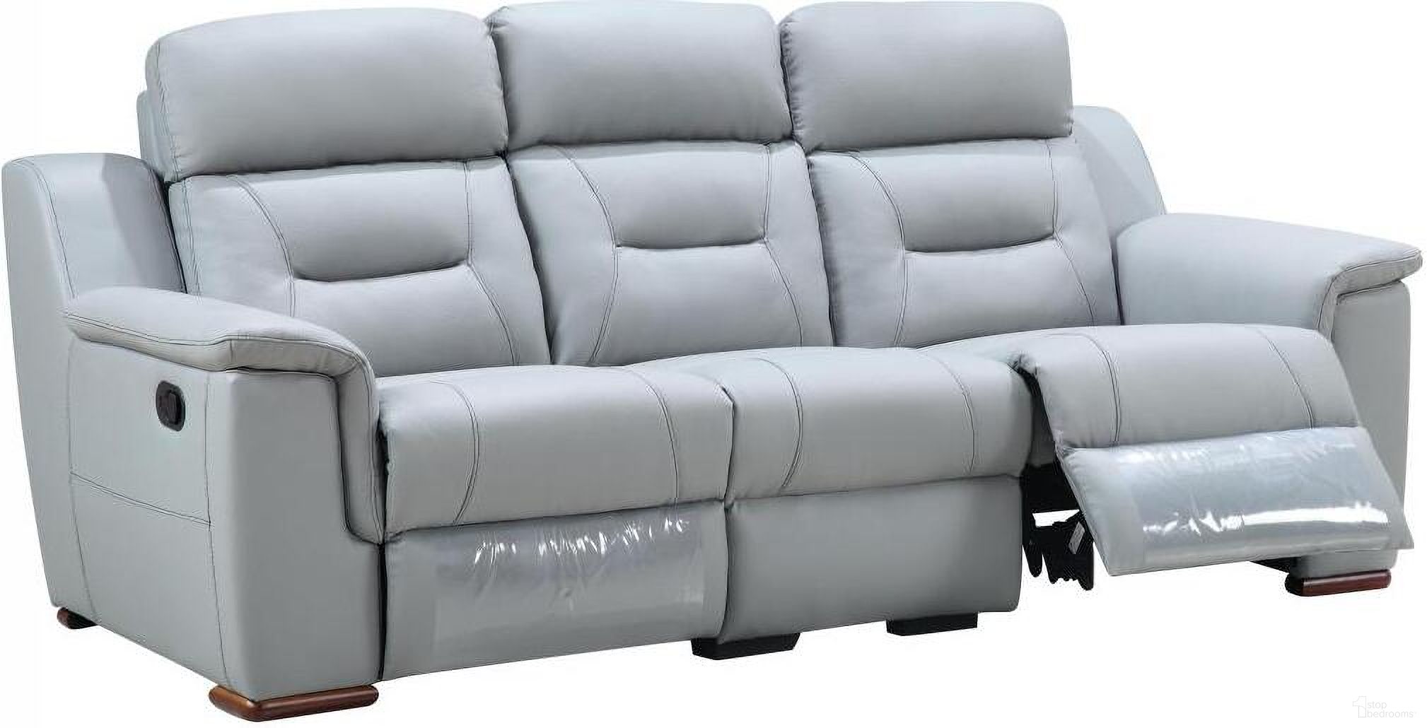 Homeroots Modern Gray Leather Reclining Sofa