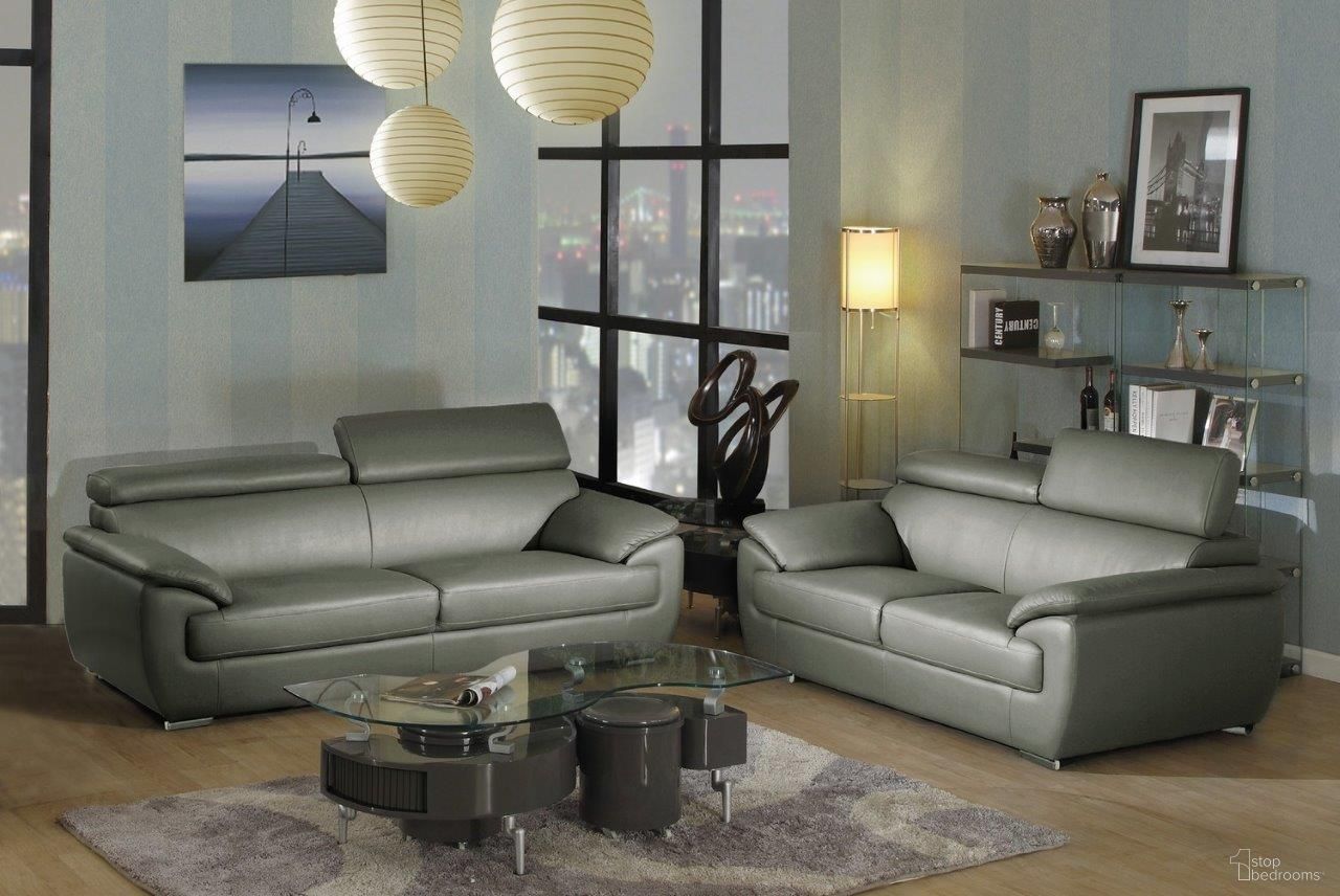 The appearance of Homeroots Modern Gray Leather Sofa And Loveseat 343850 designed by Homeroots in the modern / contemporary interior design. This gray piece of furniture  was selected by 1StopBedrooms from  to add a touch of cosiness and style into your home. Sku: 343850. Material: Leather.