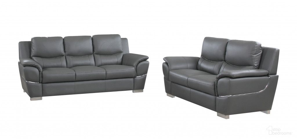 Homeroots Modern Gray Leather Sofa And Loveseat 343862