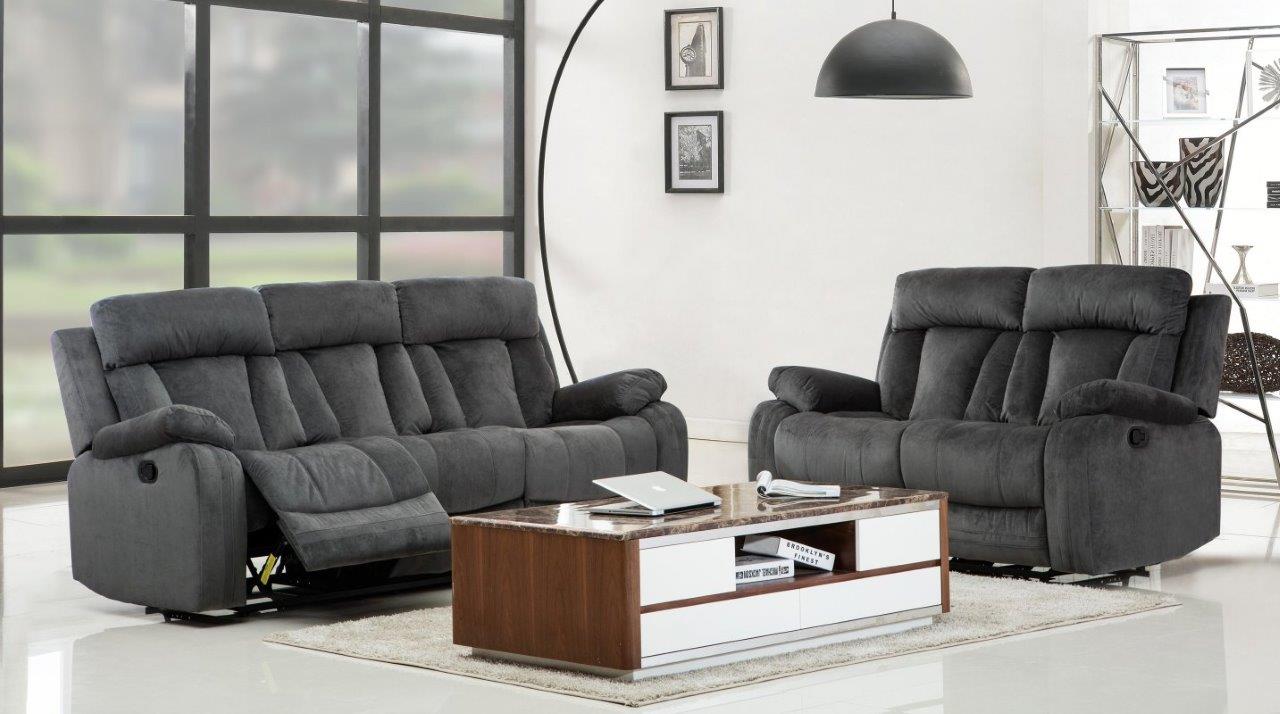 Homeroots Modern Gray Leather Sofa And
