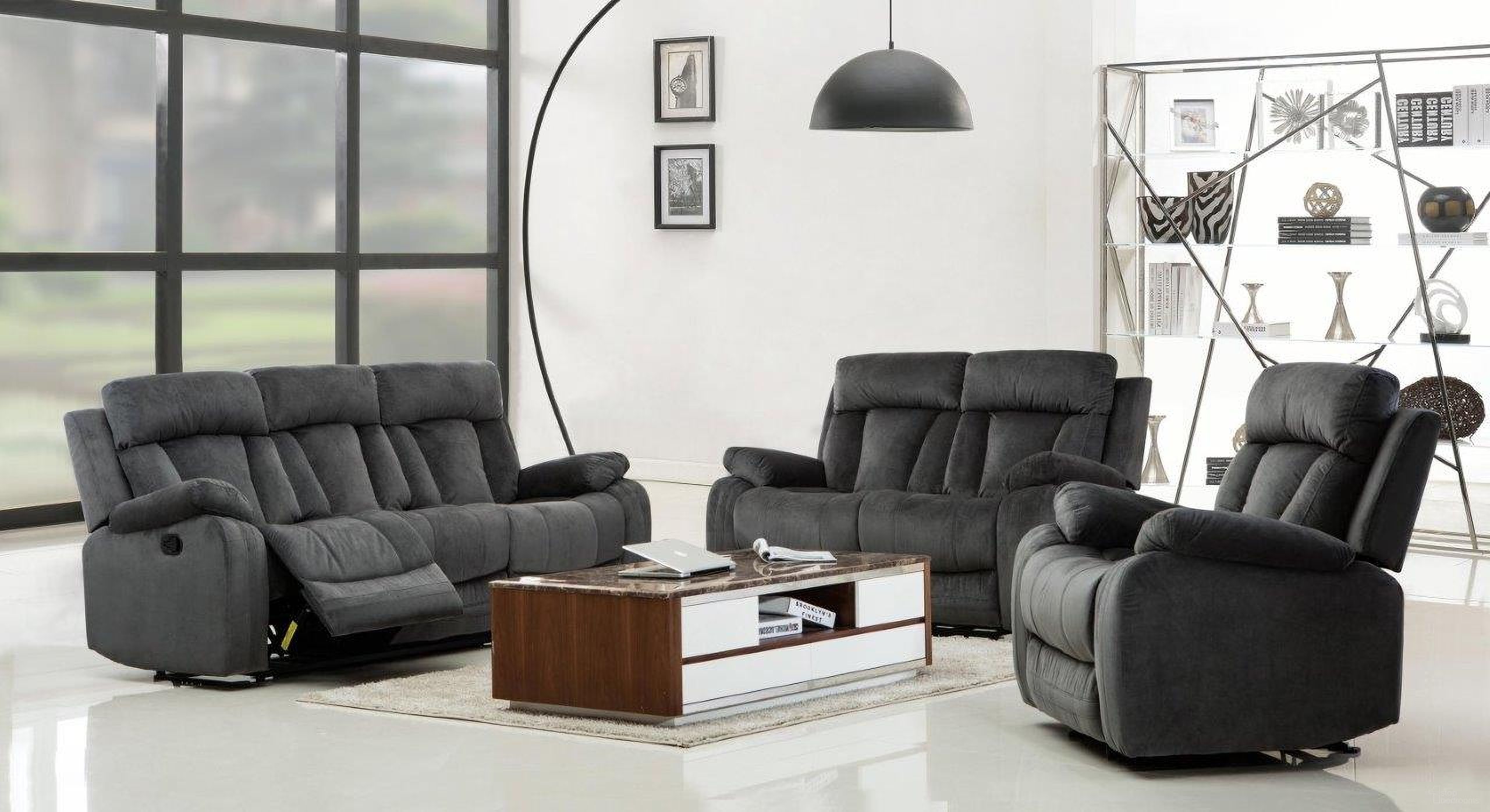 Homeroots Modern Grey Fabric Sofa Set