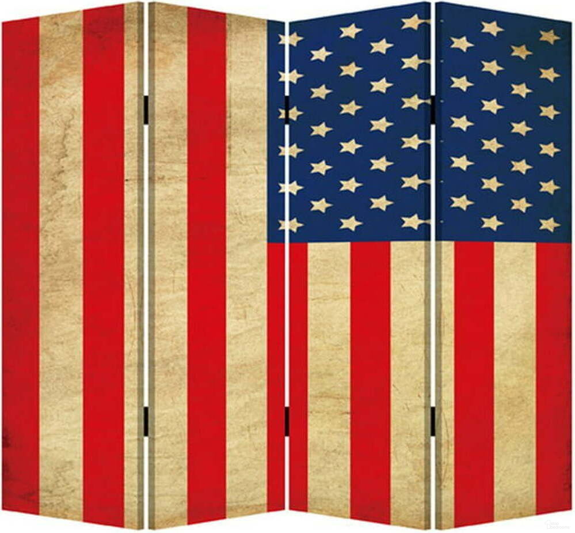 Homeroots Multi Color Wood Canvas American Flag Screen 274693