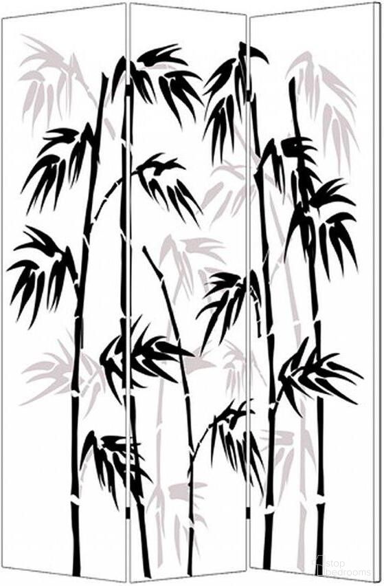 Homeroots Multi Color Wood Canvas Bamboo Leaf Screen