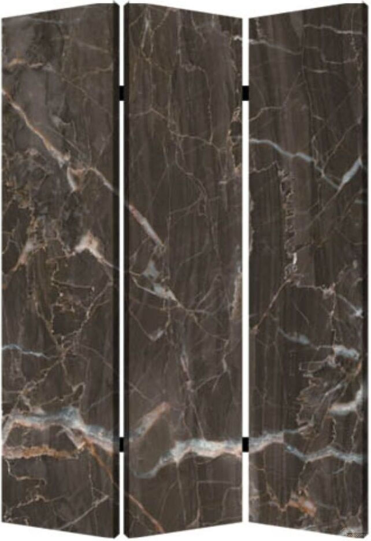Homeroots Multi Color Wood Canvas Black Marble Screen