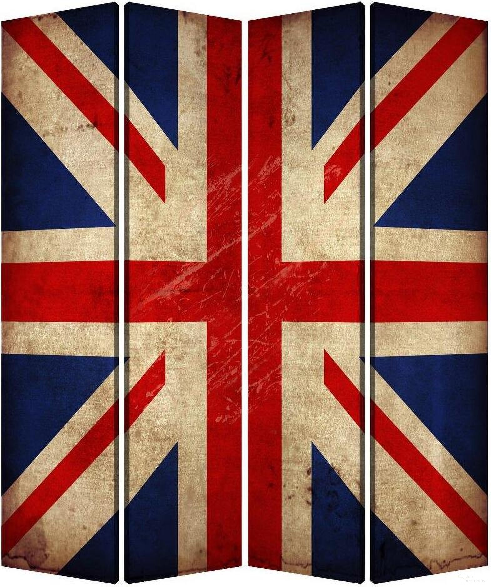 Homeroots Multi Color Wood Canvas Union Jack Screen