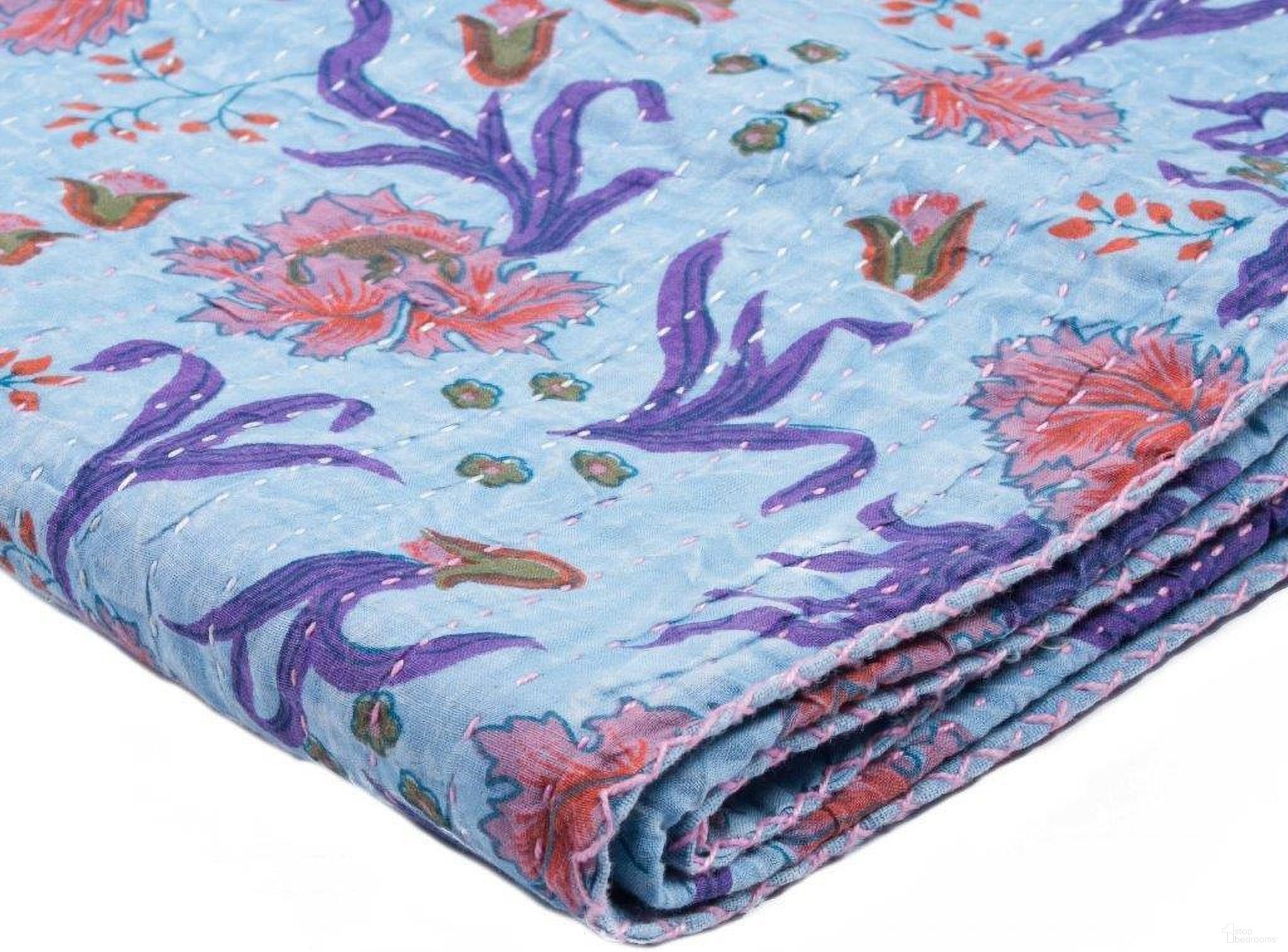 Homeroots Multicolored Kantha Cotton Throw 332342
