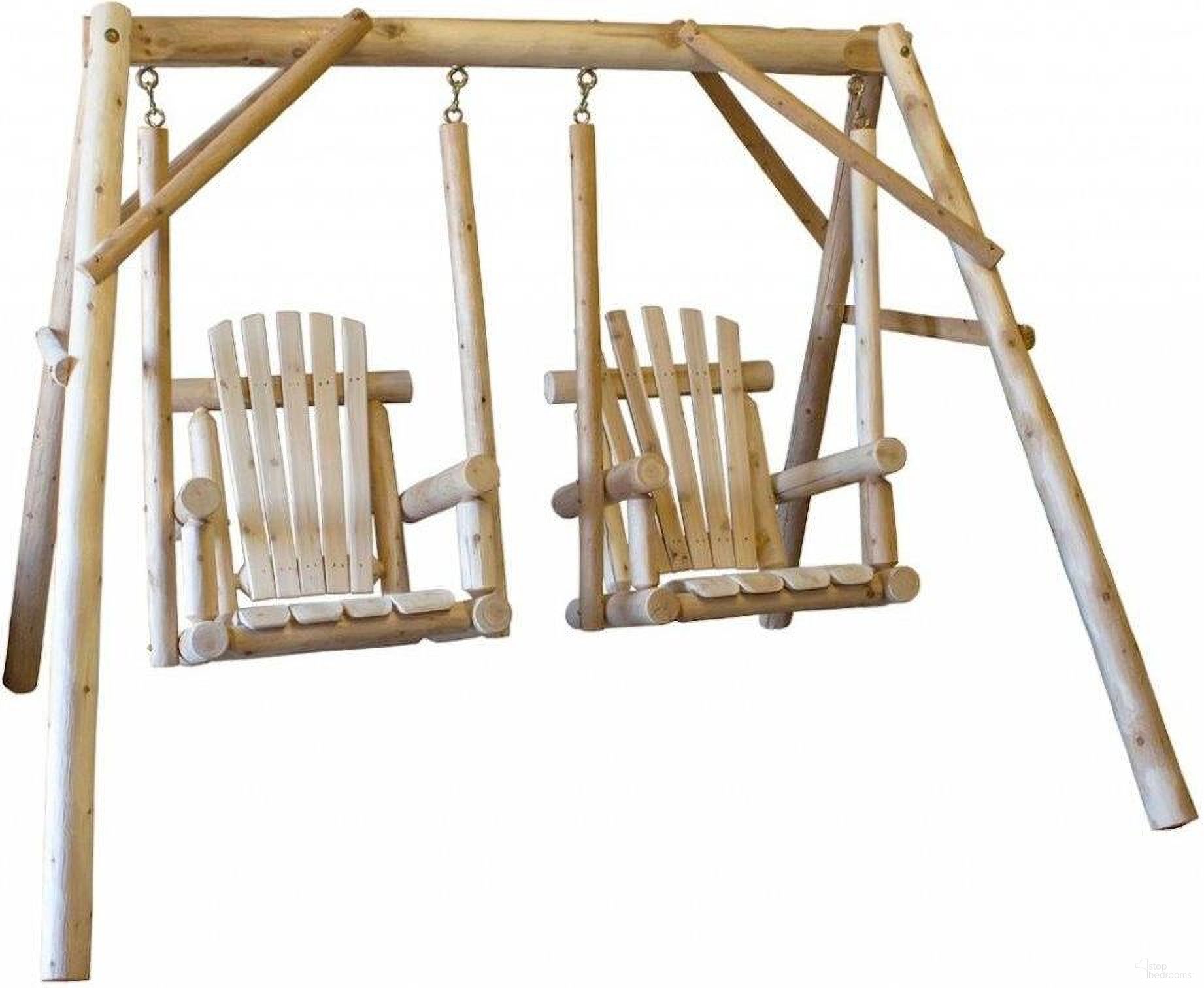 The appearance of Homeroots Natural Wood Double Chair Swing 370295 designed by Homeroots in the rustic / southwestern interior design. This natural piece of furniture  was selected by 1StopBedrooms from  to add a touch of cosiness and style into your home. Sku: 370295. Material: Wood.