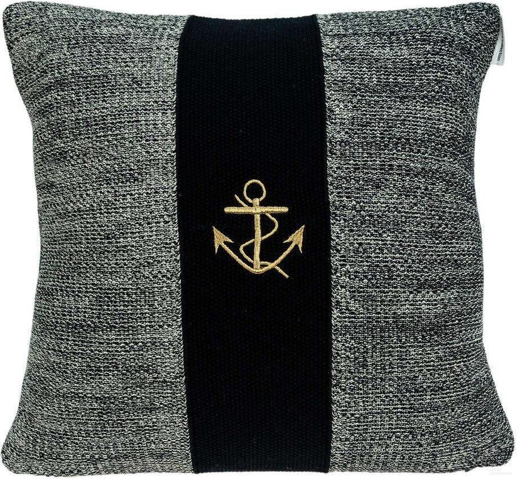 Homeroots Nautical Blue Cotton Pillow Cover With Poly Insert