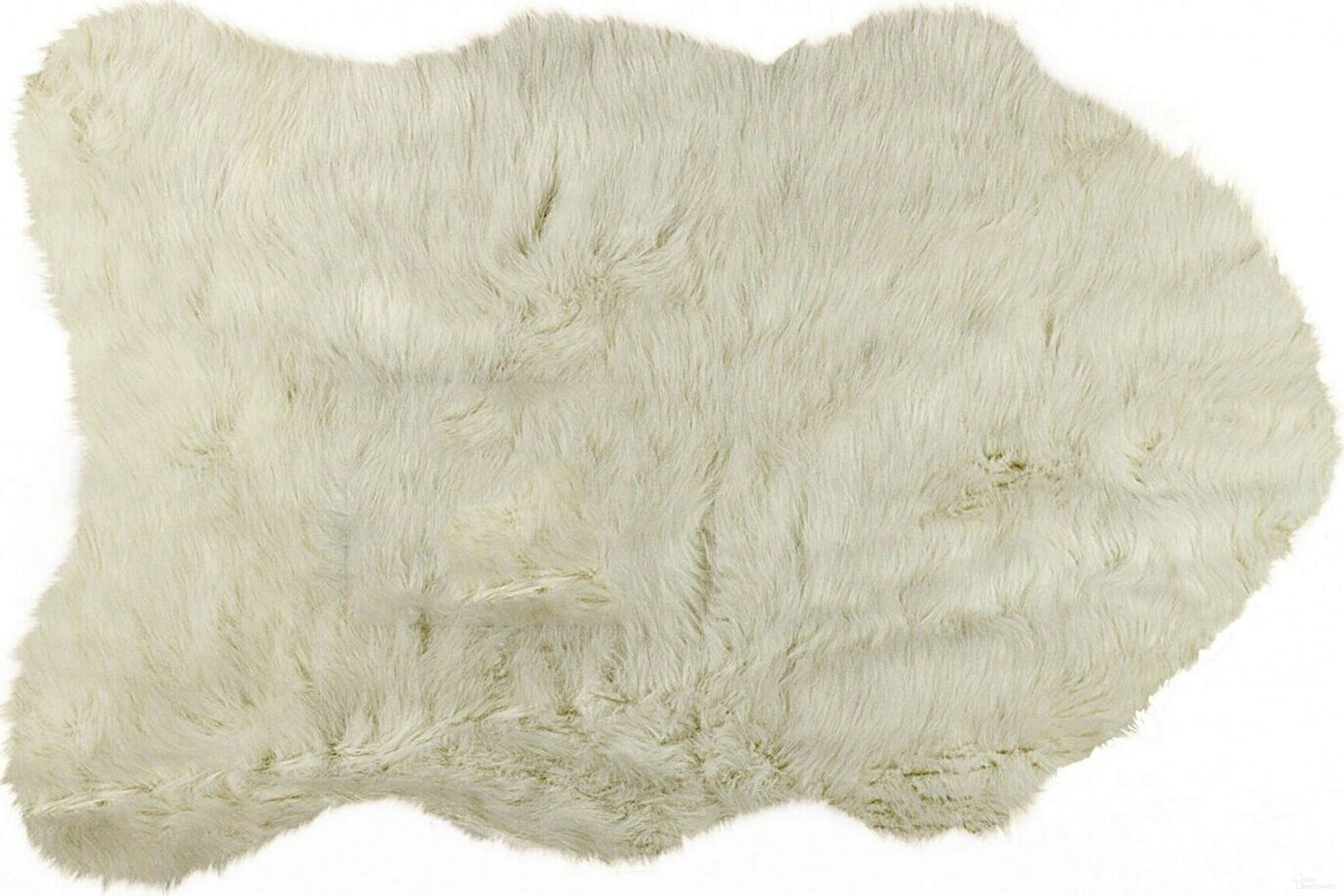 Homeroots Off White Sheepskin Faux Fur Single Area Rug