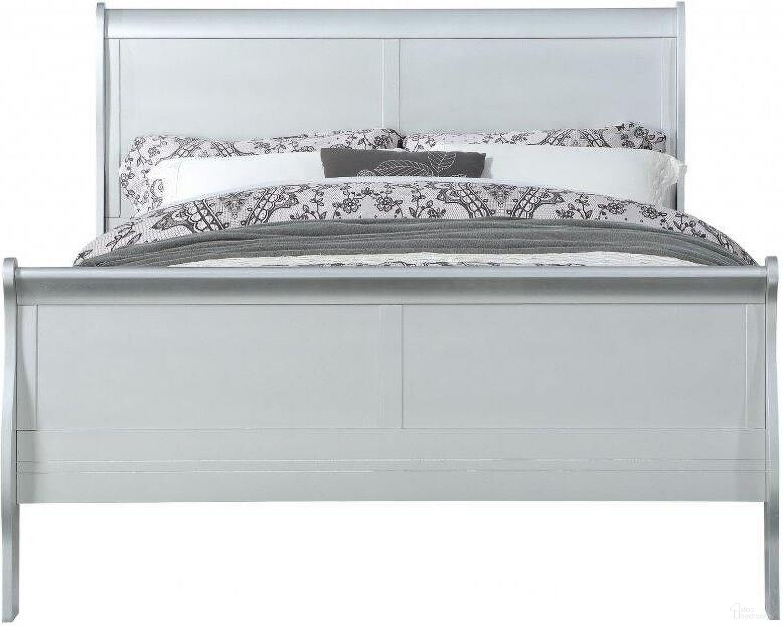 The appearance of Homeroots Platinum Wood King Bed designed by Homeroots in the traditional interior design. This platinum piece of furniture  was selected by 1StopBedrooms from  to add a touch of cosiness and style into your home. Sku: 347109. Bed Type: Sleigh Bed. Material: Wood. Bed Size: King.