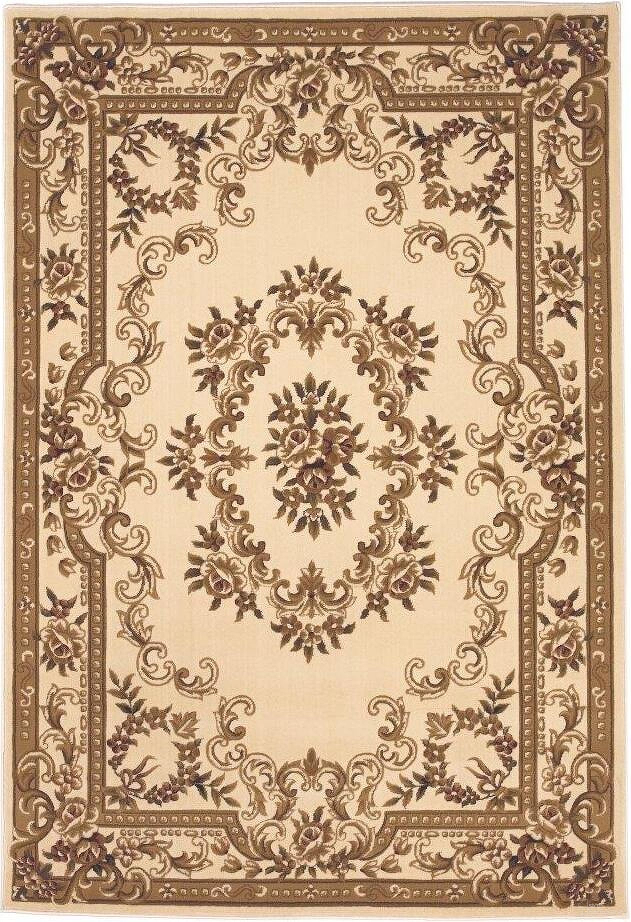 Polypropylene Ivory Aubusson Area Rug - 2' x 3'