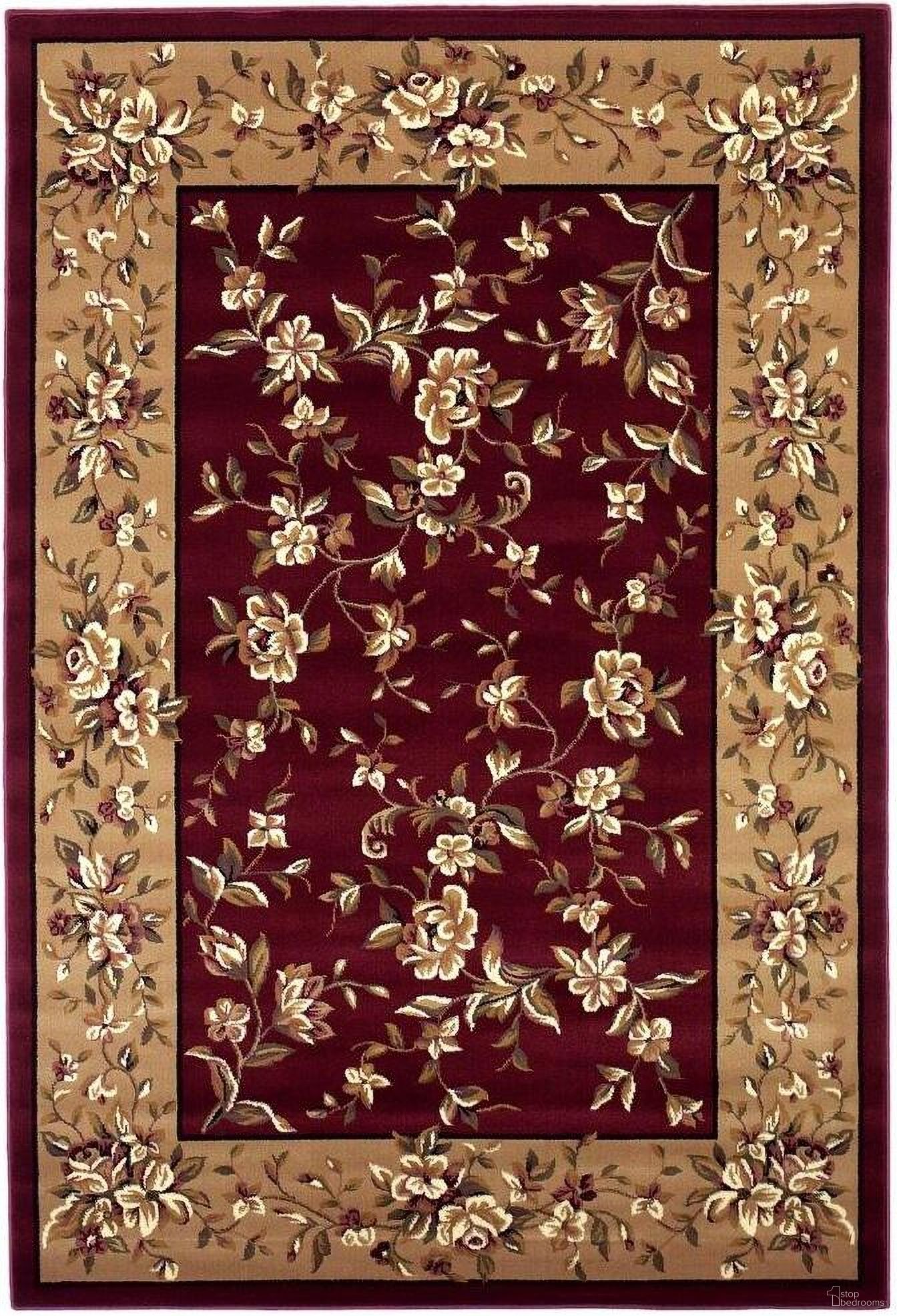 Polypropylene Red And Beige Area Rug - 10' x 13'