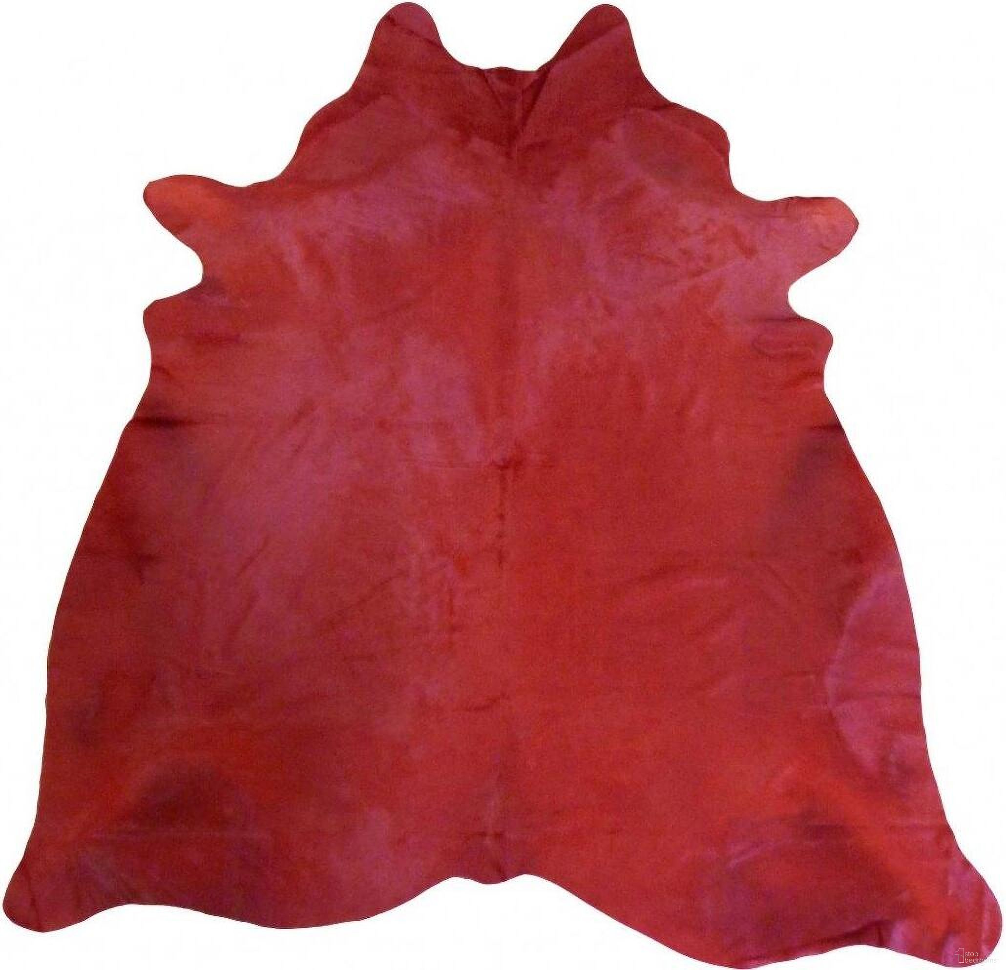 Homeroots Red Dyed Cowhide Rug