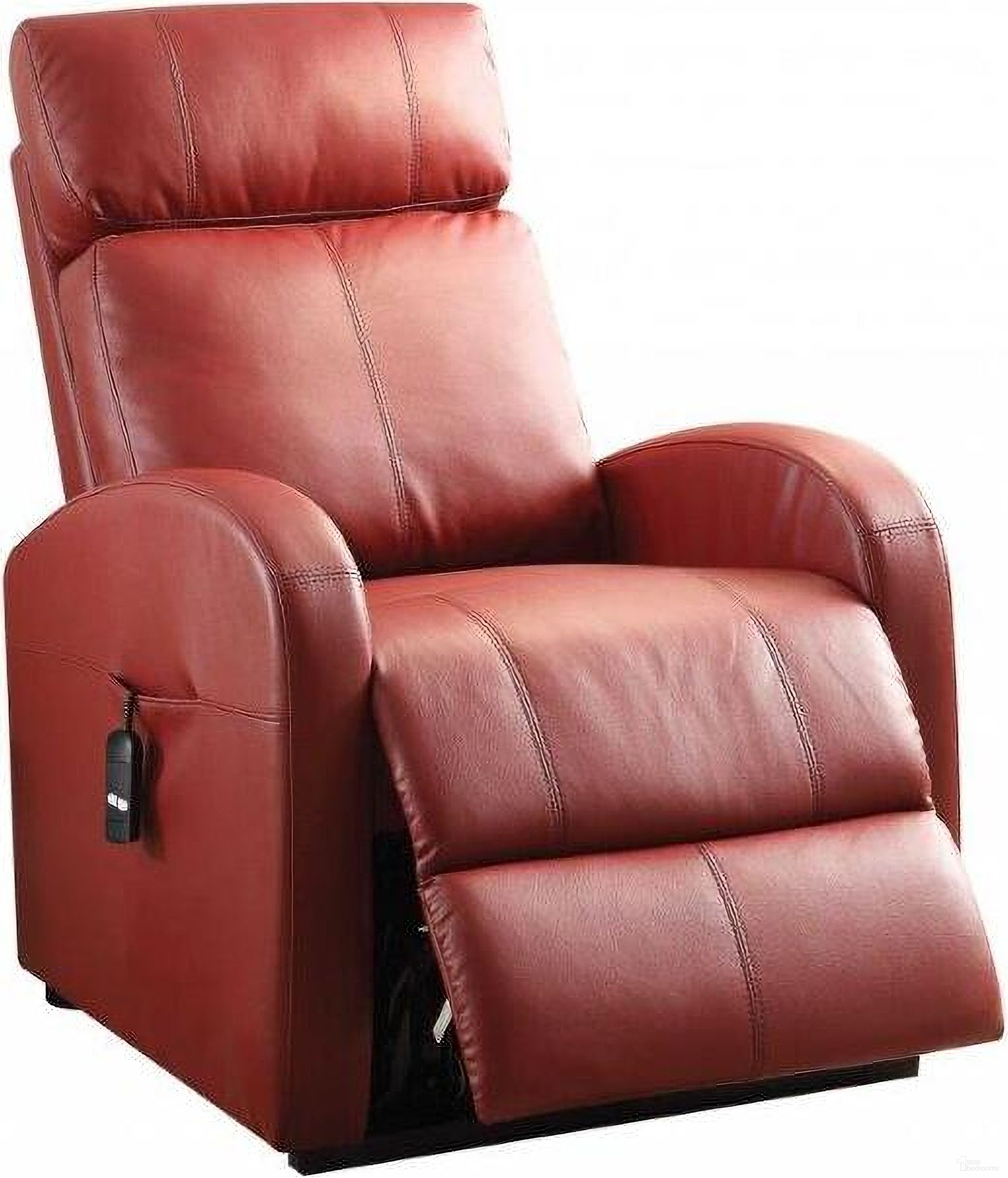 The appearance of Homeroots Red Pu Recliner With Power Lift designed by Homeroots in the modern / contemporary interior design. This red piece of furniture was selected by 1StopBedrooms from to add a touch of cosiness and style into your home. Sku: 285713. Material: Polyurethane.