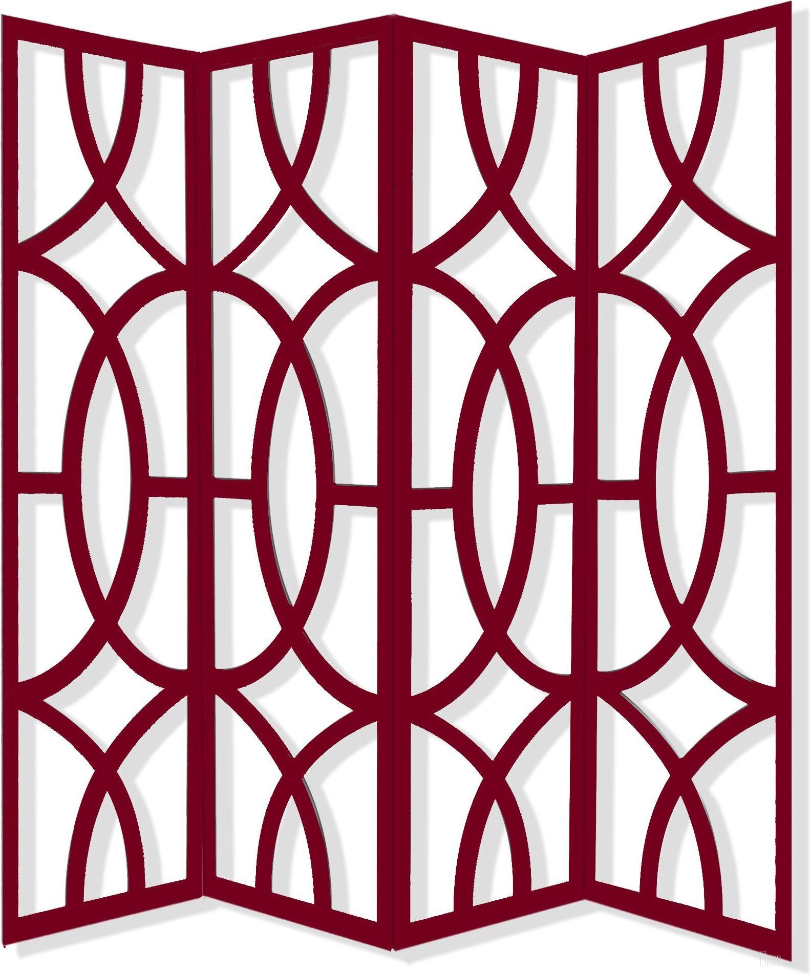 Homeroots Red Wood 4 Panel Screen