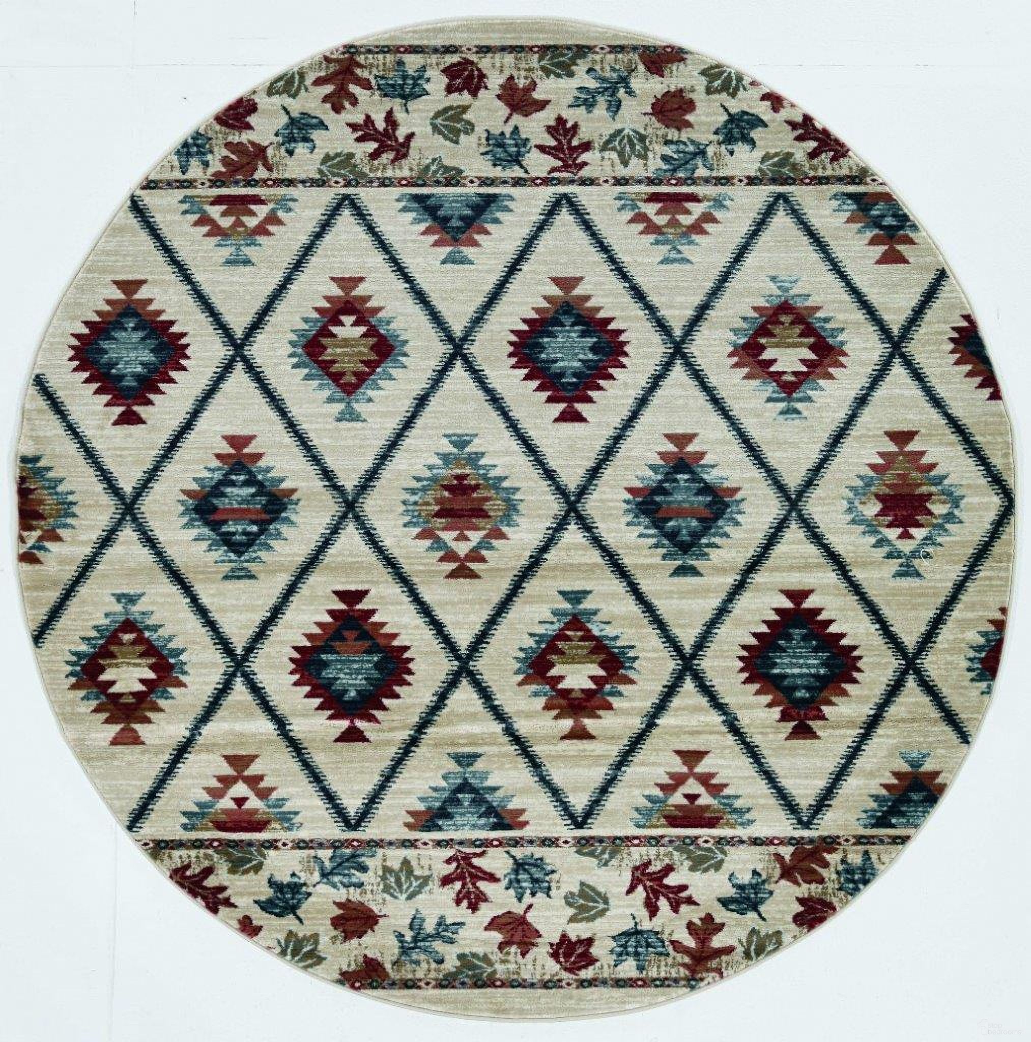 Round Polypropylene Ivory Harvest Area Rug - 8'