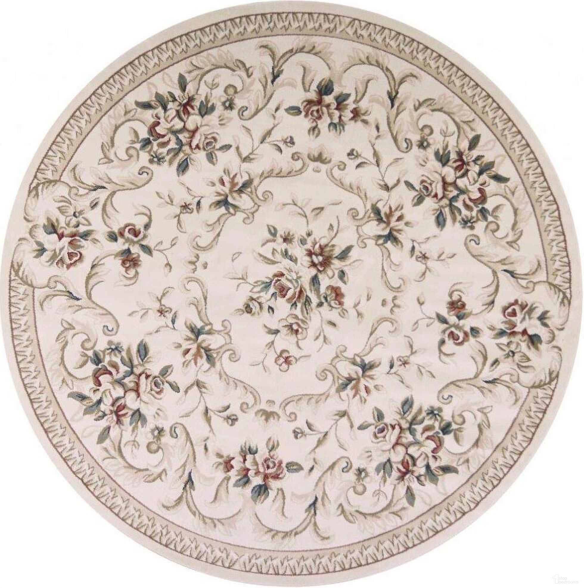 Round Polypropylene Ivory Aubossor Area Rug - 8'