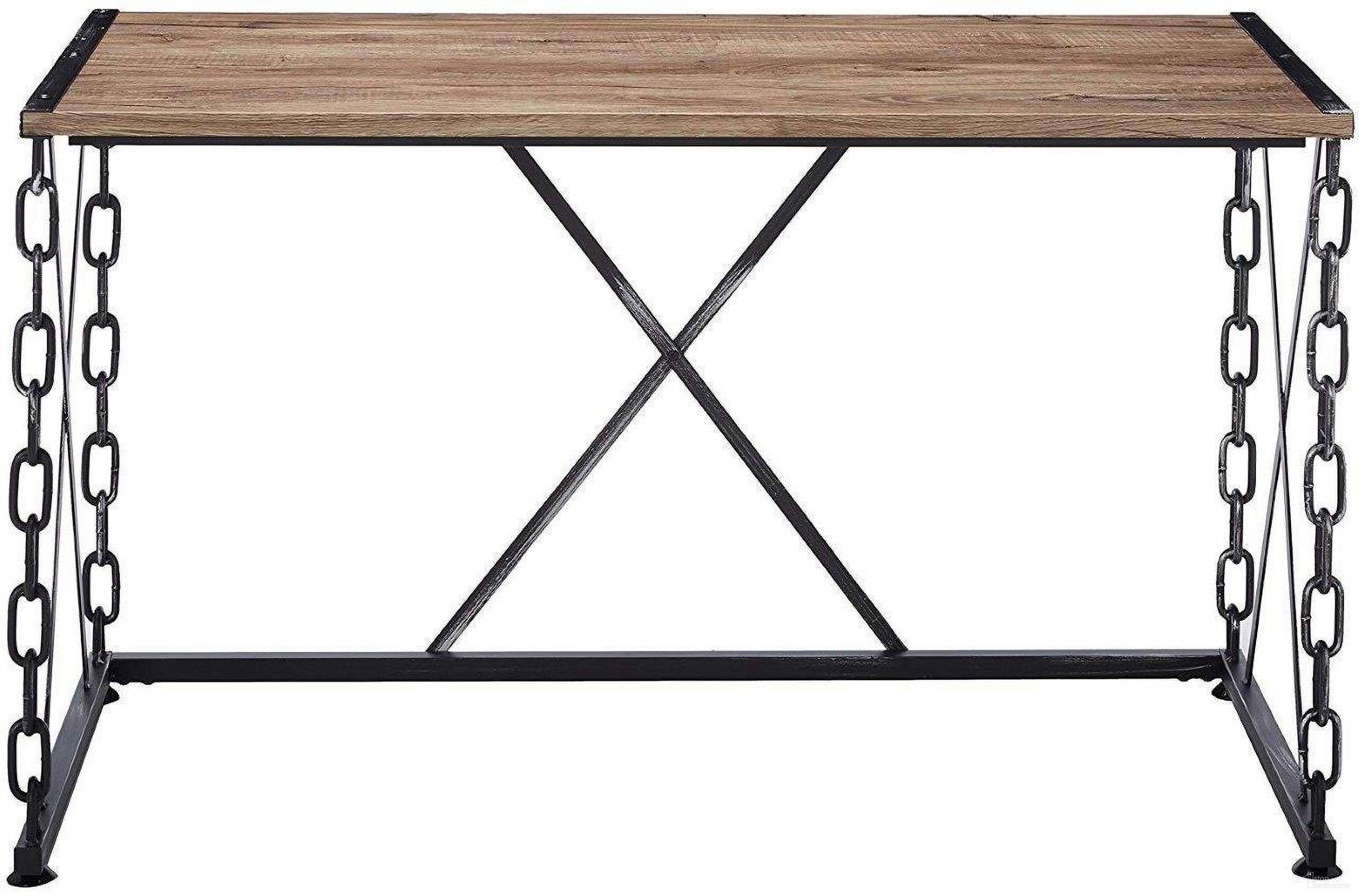 The appearance of Homeroots Rustic Oak And Antique Black Particle Board Desk designed by Homeroots in the modern / contemporary interior design. This rustic oak and black piece of furniture was selected by 1StopBedrooms from to add a touch of cosiness and style into your home. Sku: 285771. Material: Melamine.