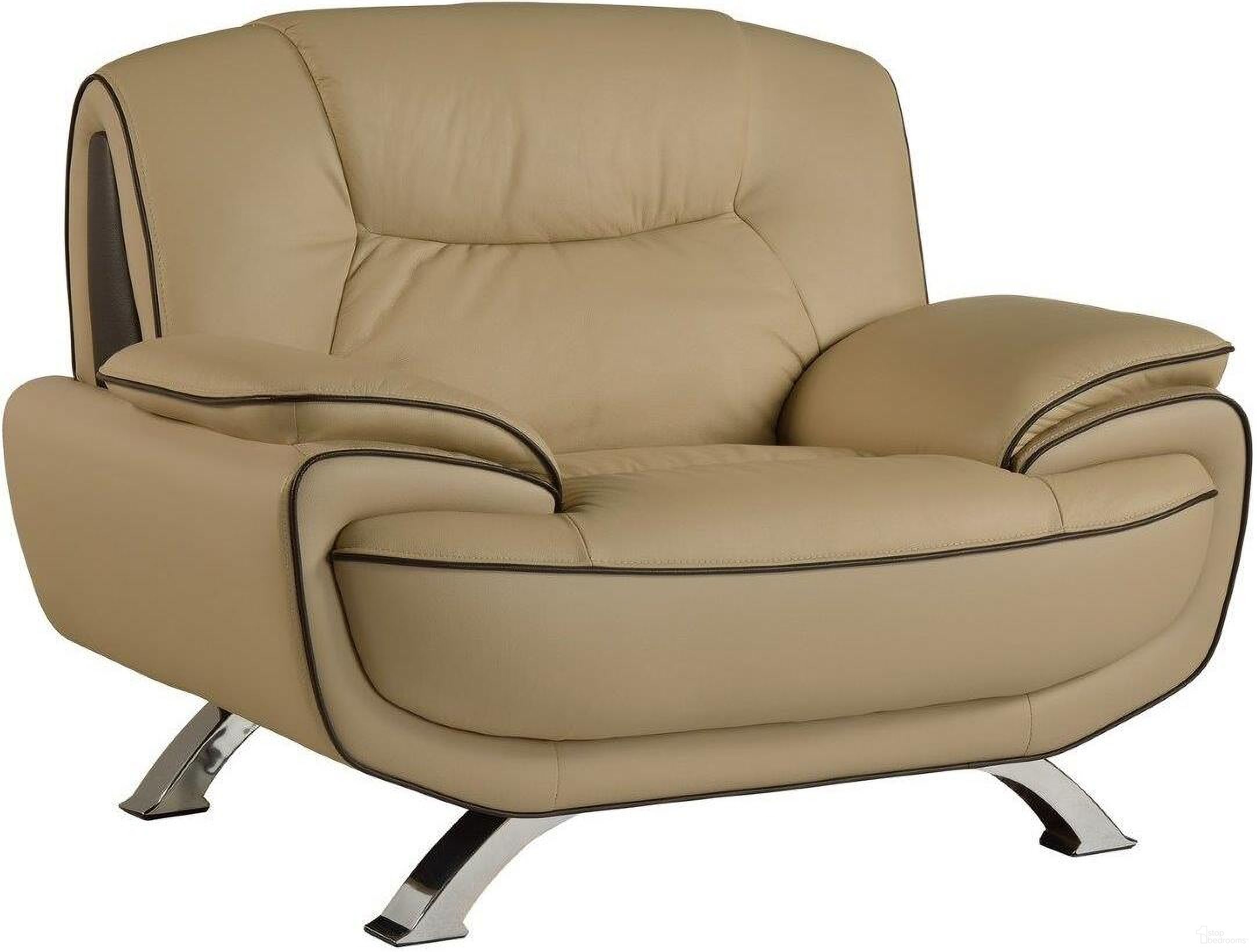 The appearance of Homeroots Sleek Beige Leather Chair designed by Homeroots in the modern / contemporary interior design. This beige piece of furniture was selected by 1StopBedrooms from to add a touch of cosiness and style into your home. Sku: 329461. Material: Leather.