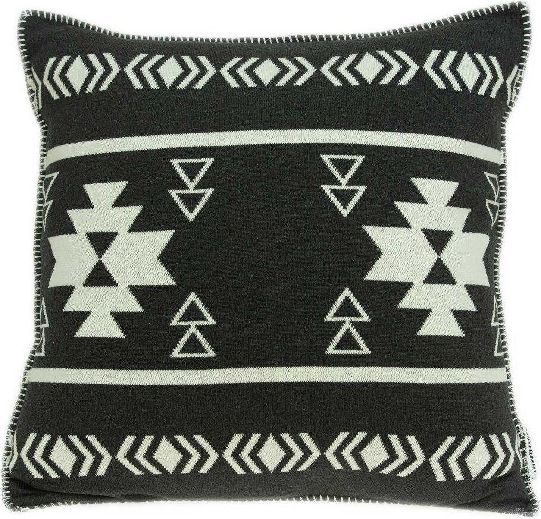 Homeroots Southwest Black Cotton Pillow Cover With Poly Insert