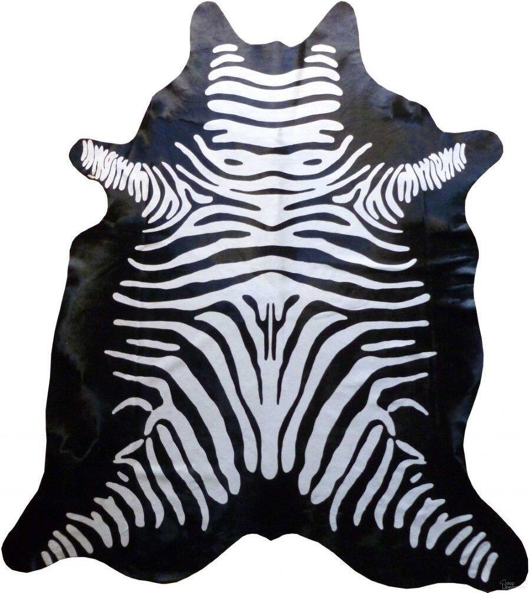 The appearance of Homeroots Stenciled Reverse Zebra Cowhide Rug designed by Homeroots in the traditional interior design. This black and white piece of furniture was selected by 1StopBedrooms from to add a touch of cosiness and style into your home. Sku: 334435. Material: Genuine Leather.