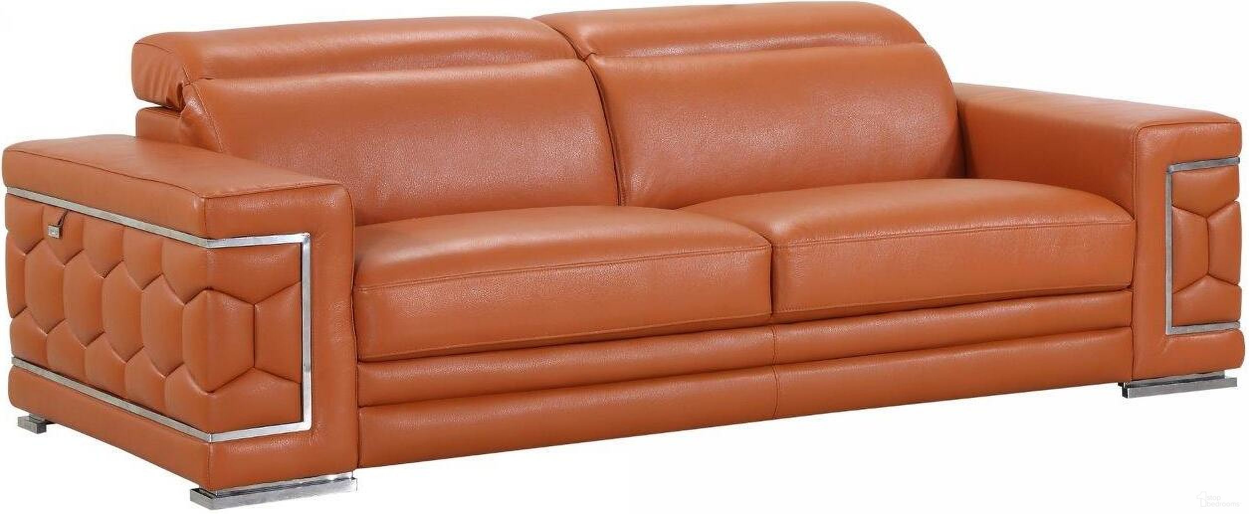 Homeroots Sturdy Camel Leather Sofa