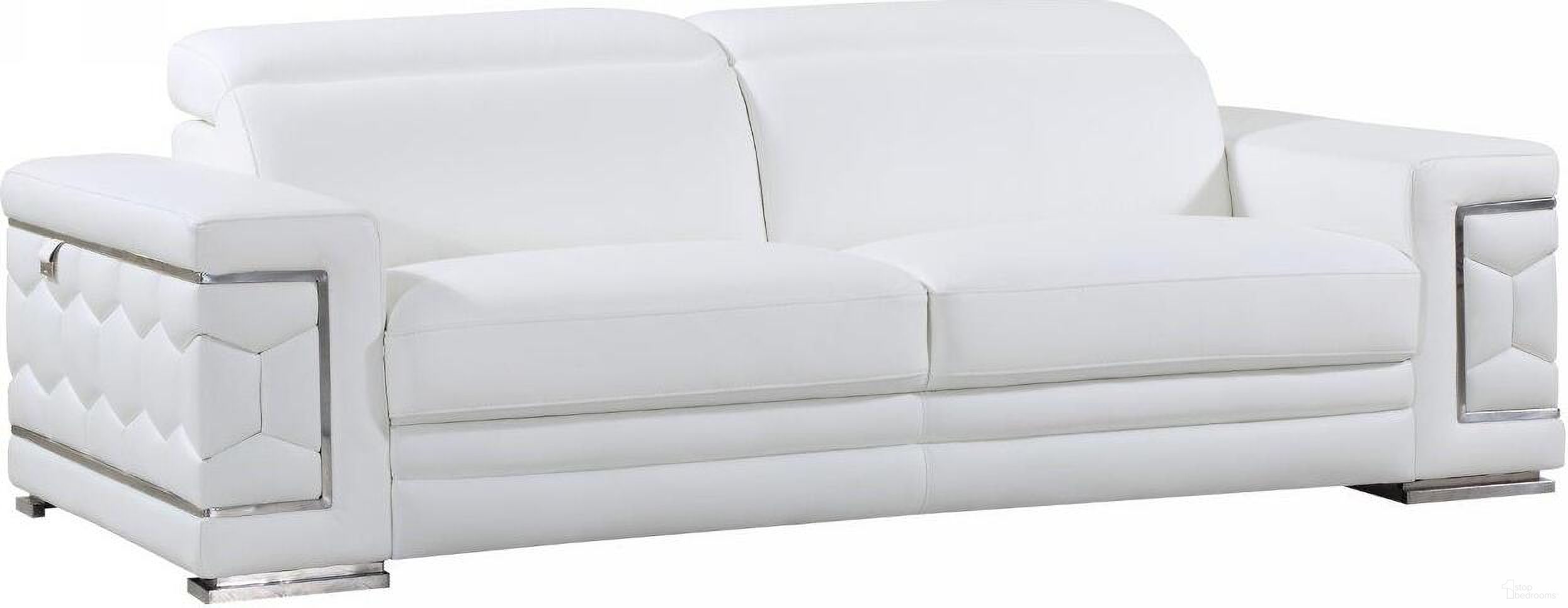 The appearance of Homeroots Sturdy White Leather Sofa designed by Homeroots in the modern / contemporary interior design. This white piece of furniture  was selected by 1StopBedrooms from  to add a touch of cosiness and style into your home. Sku: 329593. Material: Leather.
