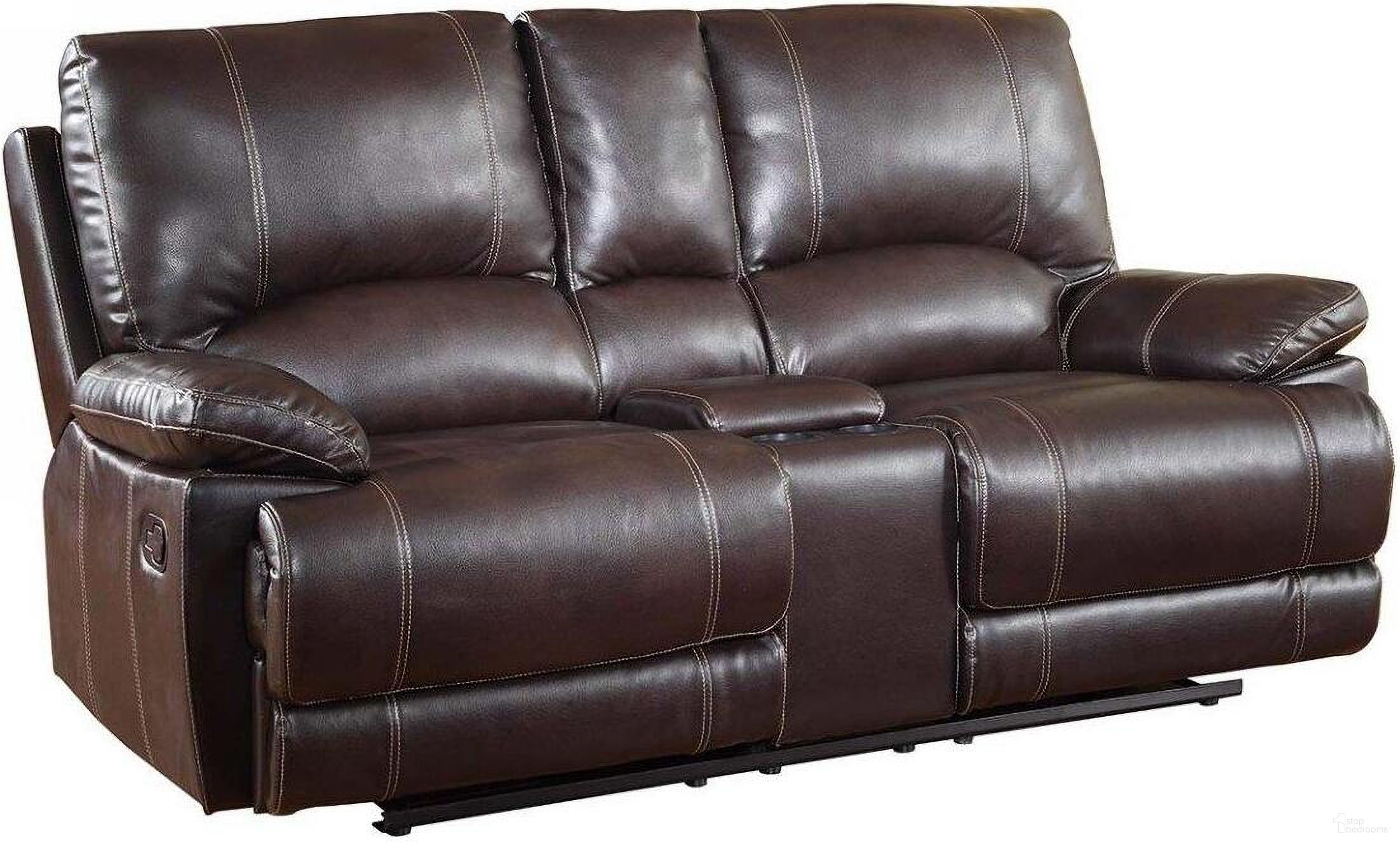 The appearance of Homeroots Stylish Brown Leather Console Loveseat designed by Homeroots in the modern / contemporary interior design. This brown piece of furniture was selected by 1StopBedrooms from to add a touch of cosiness and style into your home. Sku: 329410. Material: Leather.