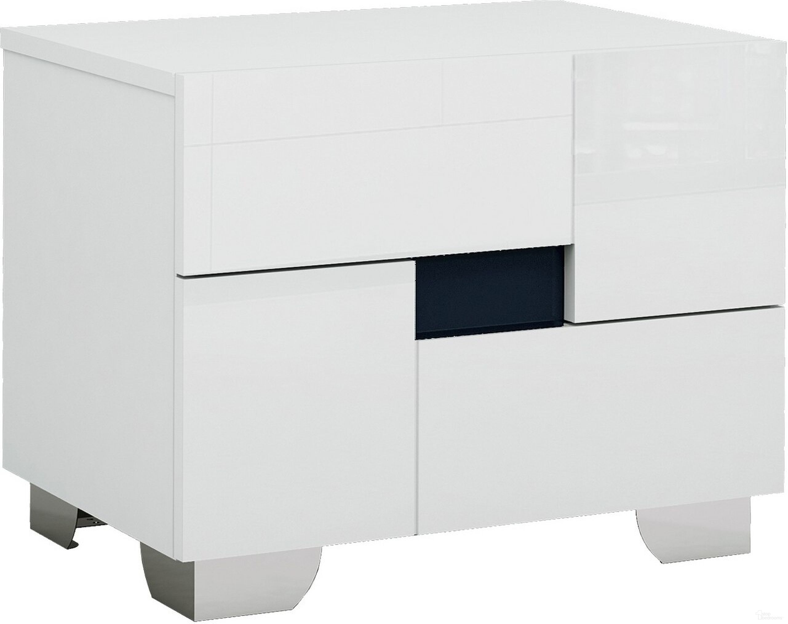 Homeroots Superb White High Gloss Nightstand