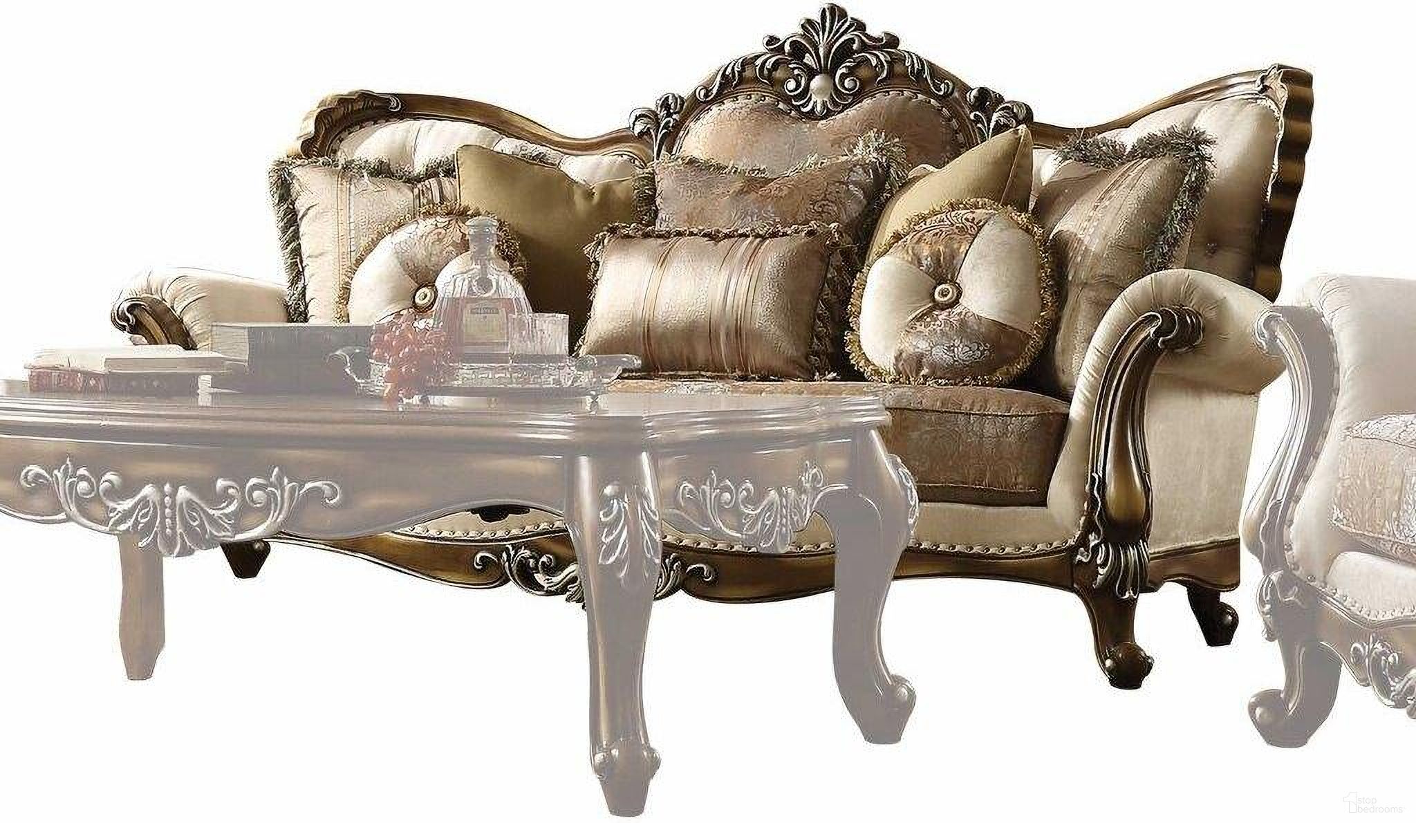 The appearance of Homeroots Tan Pattern Fabric Antique Oak Upholstery Wood Sofa With 6 Pillows 348230 designed by Homeroots in the rustic / southwestern interior design. This tan piece of furniture was selected by 1StopBedrooms from to add a touch of cosiness and style into your home. Sku: 348230. Material: Wood.