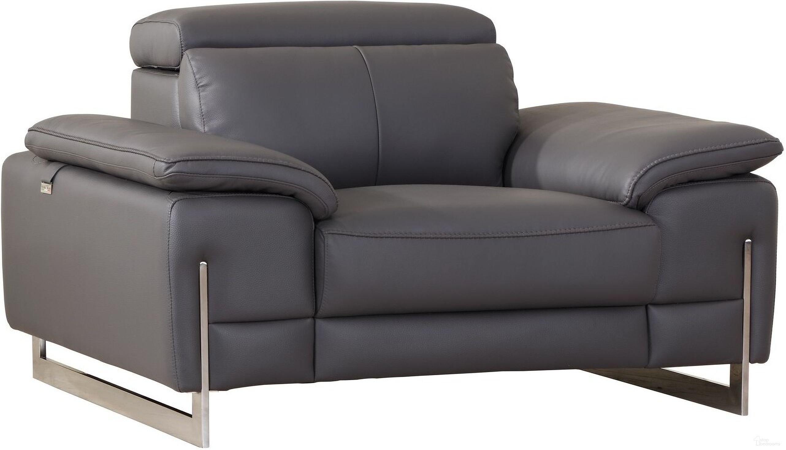 Homeroots Tasteful Dark Grey Leather Chair