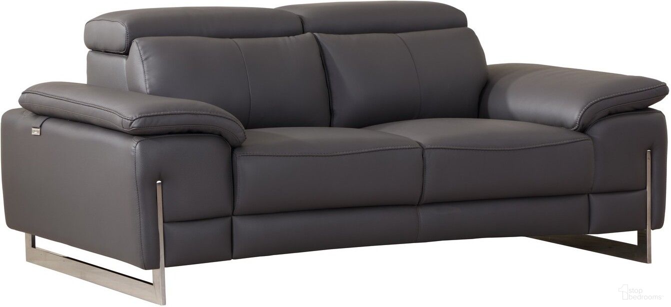 Homeroots Tasteful Dark Grey Leather Loveseat