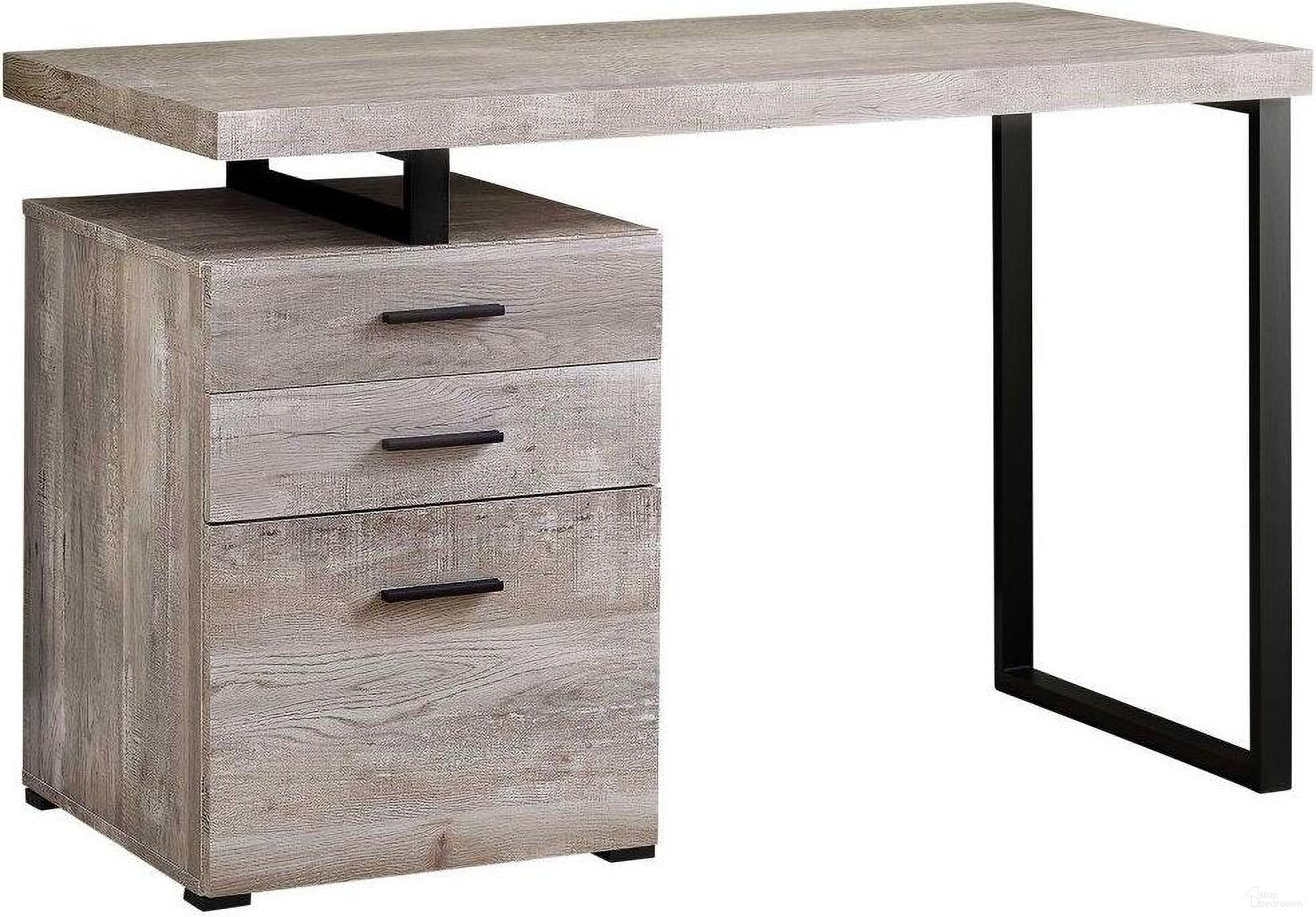 The appearance of Homeroots Taupe Black Particle Board Hollow Core Metal Computer Desk 333511 designed by Homeroots in the modern / contemporary interior design. This taupe piece of furniture  was selected by 1StopBedrooms from  to add a touch of cosiness and style into your home. Sku: 333511. Material: MDF.