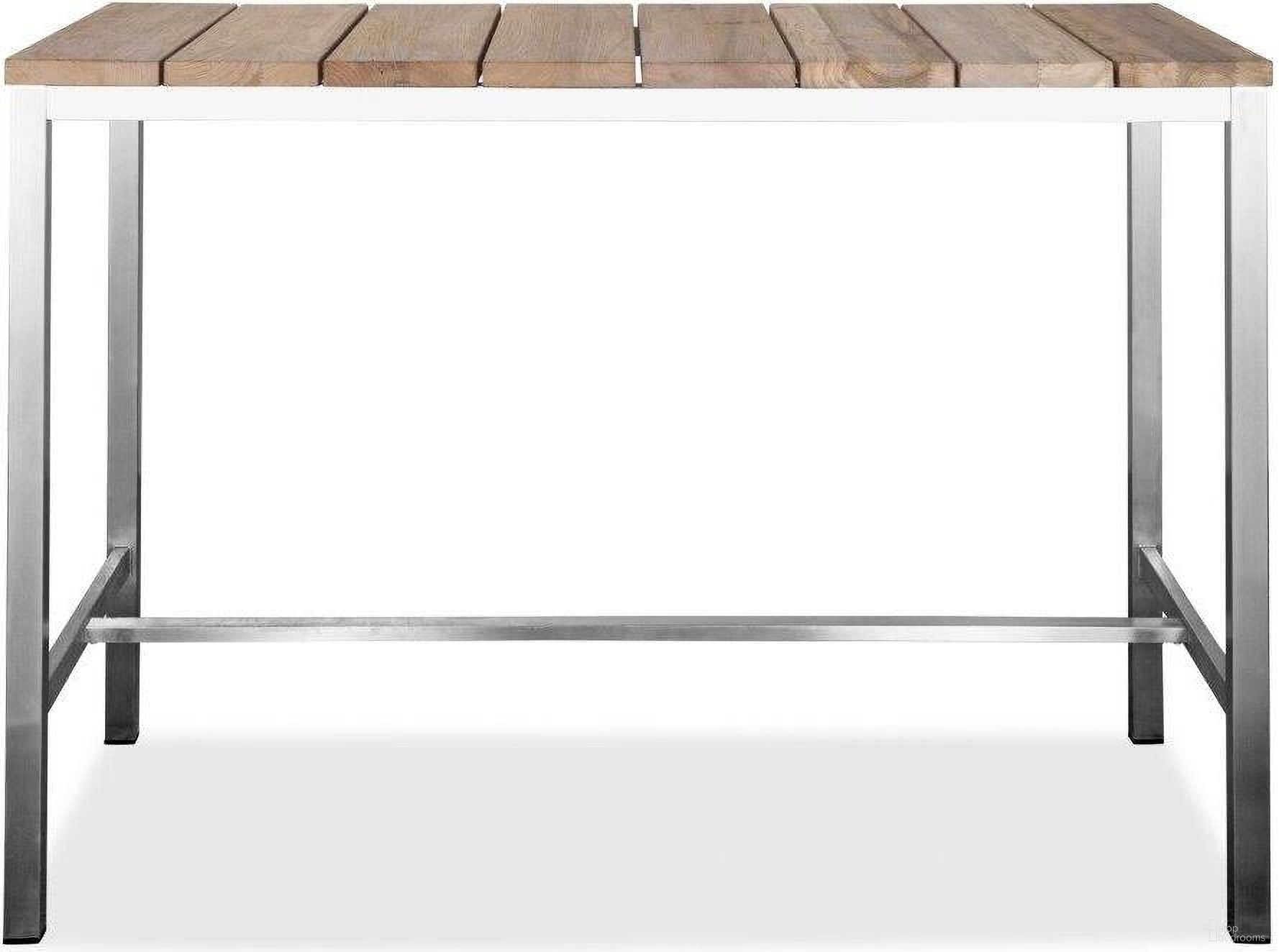 The appearance of Homeroots Teak Wood And Stainless Steel Bar Table designed by Homeroots in the modern / contemporary interior design. This teak piece of furniture  was selected by 1StopBedrooms from  to add a touch of cosiness and style into your home. Sku: 372053. Material: Faux Leather.