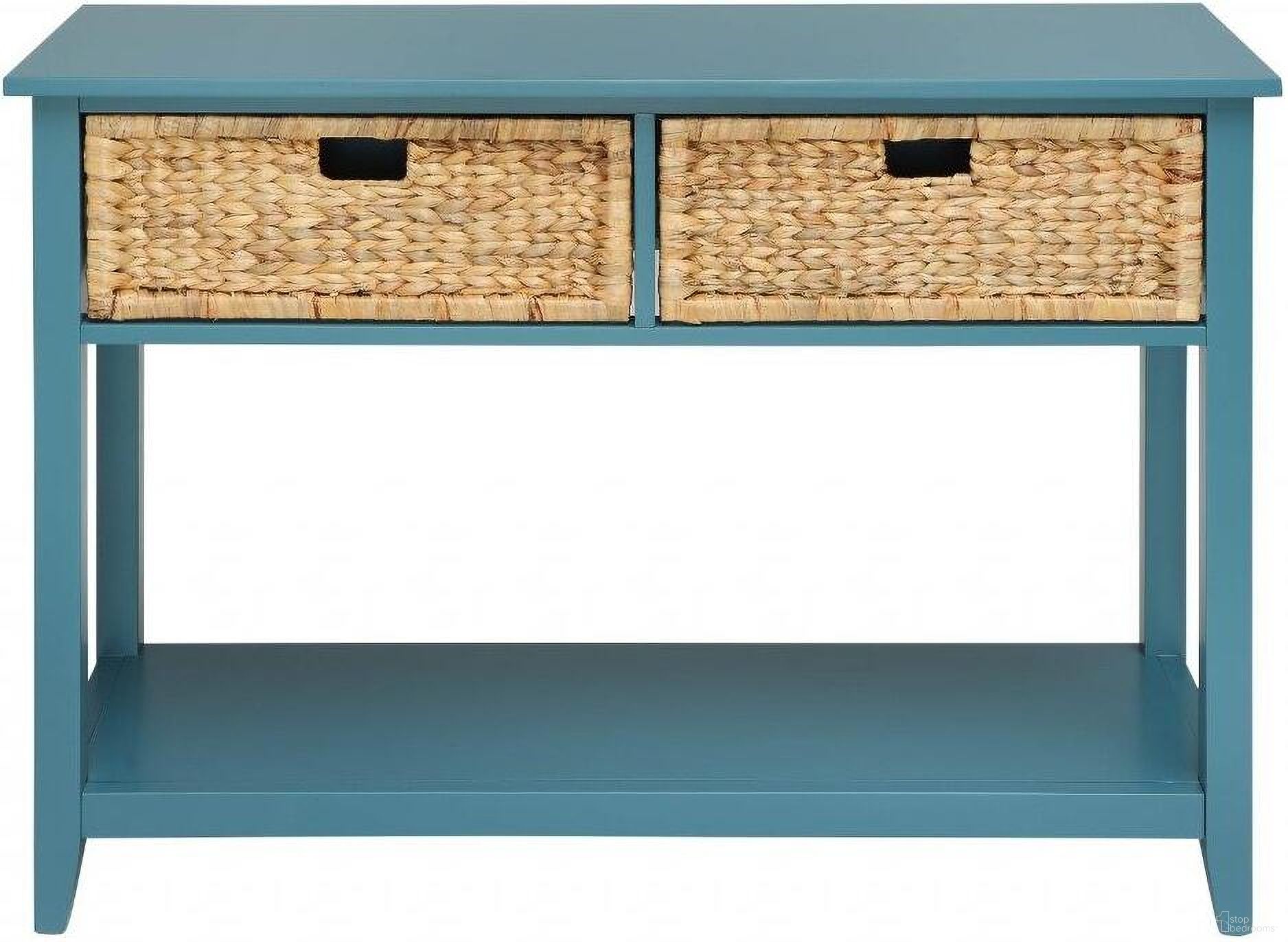 The appearance of Homeroots Teal Solid Wood Leg Console Table designed by Homeroots in the transitional interior design. This teal piece of furniture was selected by 1StopBedrooms from to add a touch of cosiness and style into your home. Sku: 286387. Material: Wood.