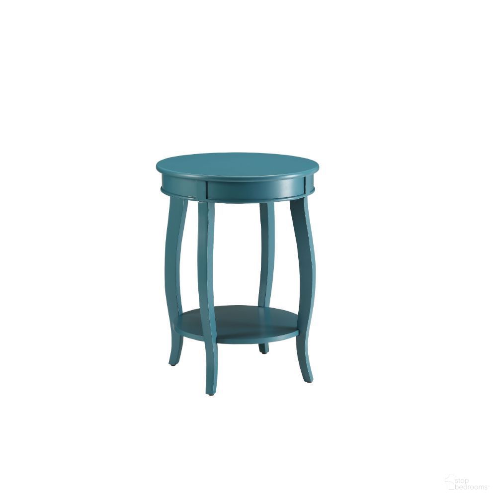 Homeroots Teal Solid Wood Leg Side Table 286291