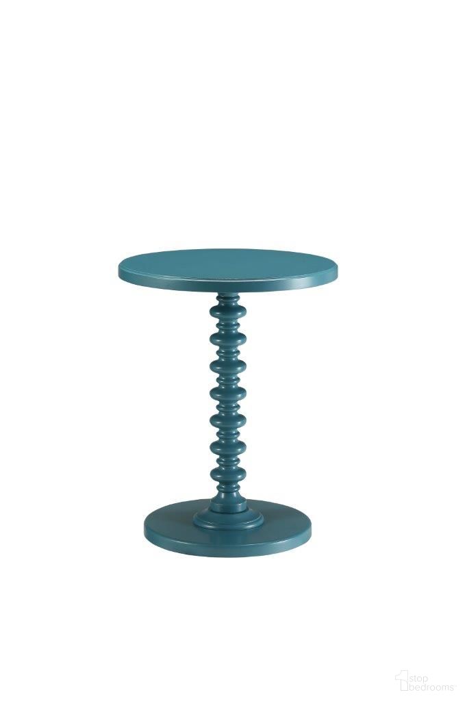 Homeroots Teal Solid Wood Leg Side Table 286295