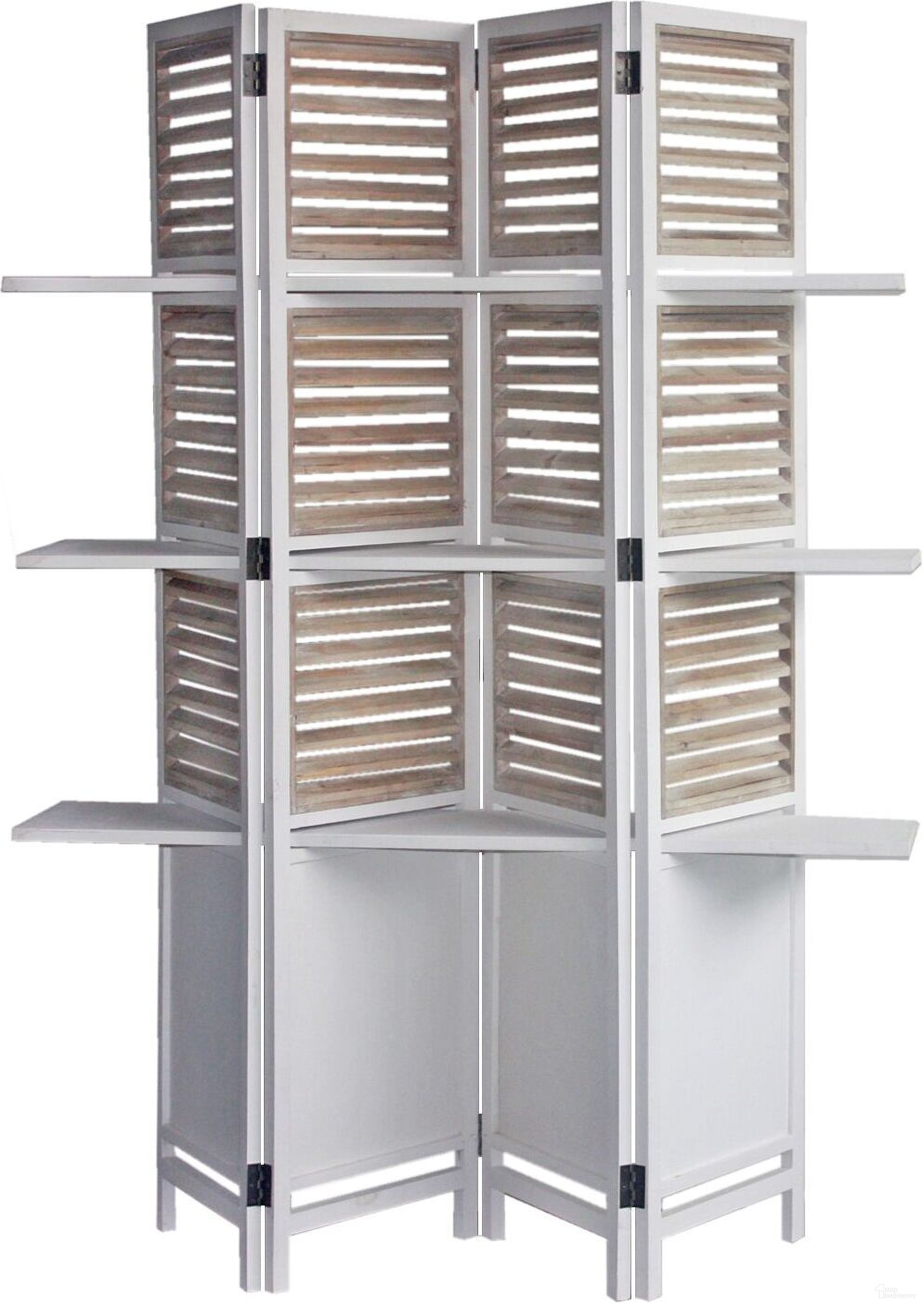 Homeroots Traditional White Wood Shutter Screen