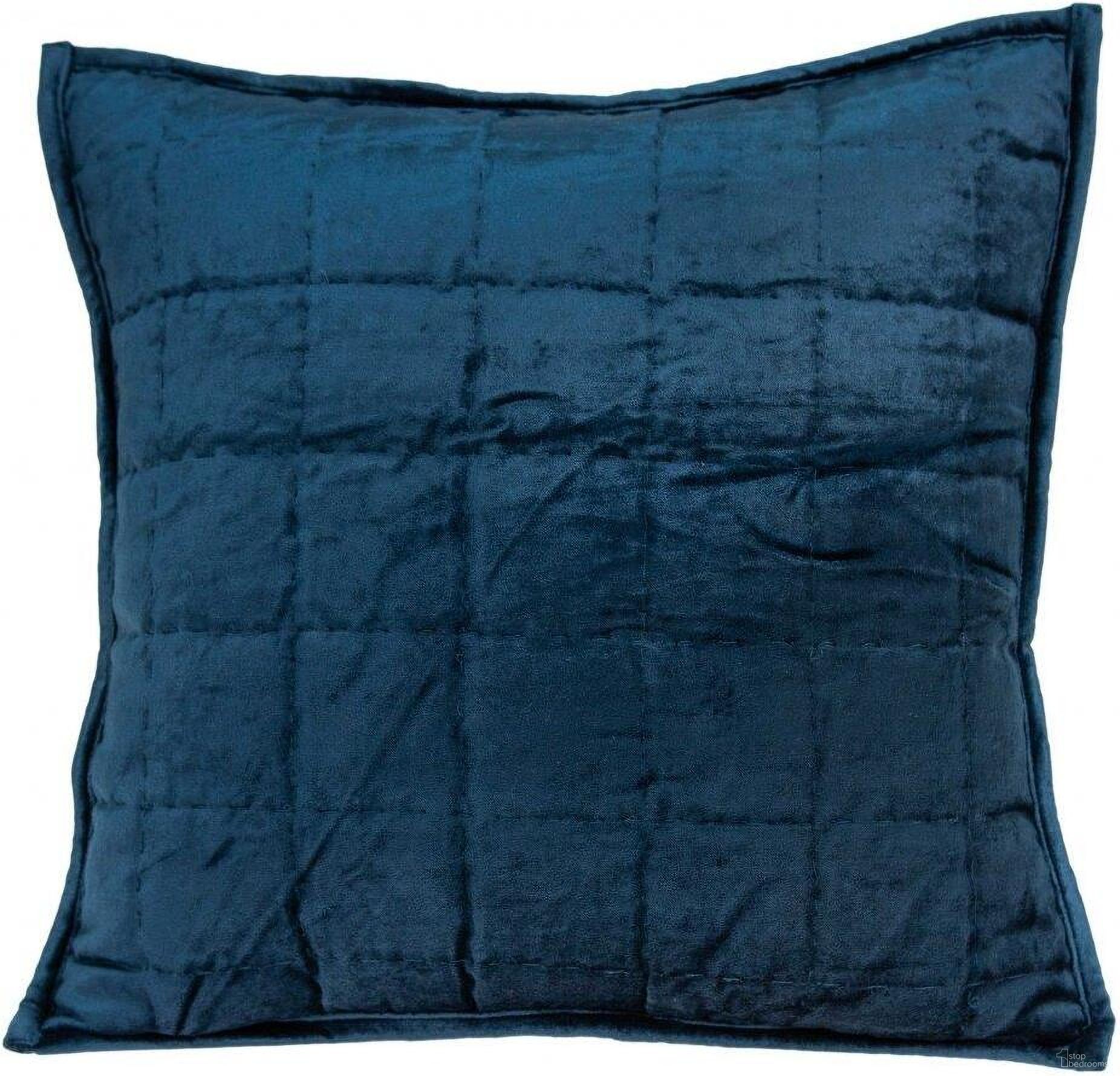 Homeroots Transitional Navy Blue Quilted Pillow Cover With Poly Insert