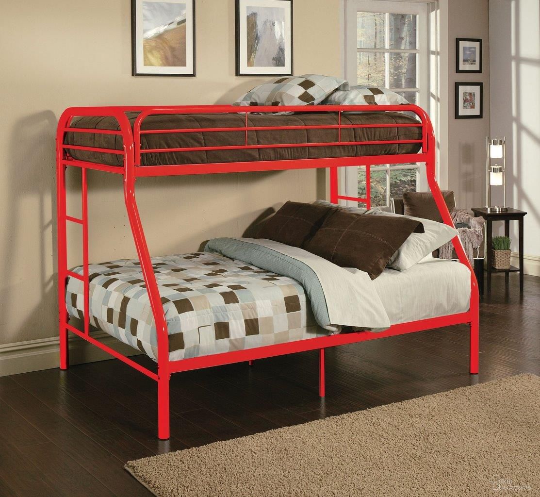 The appearance of Homeroots Twin Over Full Red Metal Tube Bunk Bed 286576 designed by Homeroots in the modern / contemporary interior design. This red piece of furniture was selected by 1StopBedrooms from to add a touch of cosiness and style into your home. Sku: 286576. Bed Type: Bunk Bed. Material: Metal. Bed Size: Twin Over Full.