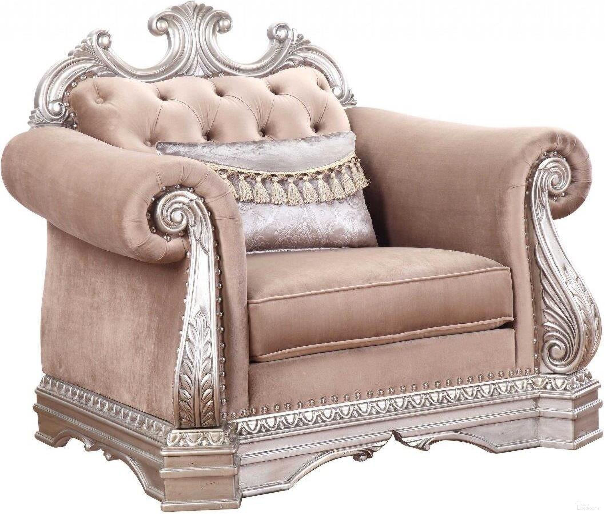 The appearance of Homeroots Velvet Antique Champagne Upholstery Poly Resin Chair With 1 Pillow designed by Homeroots in the traditional interior design. This velvet piece of furniture was selected by 1StopBedrooms from to add a touch of cosiness and style into your home. Sku: 347294. Material: Porcelain.