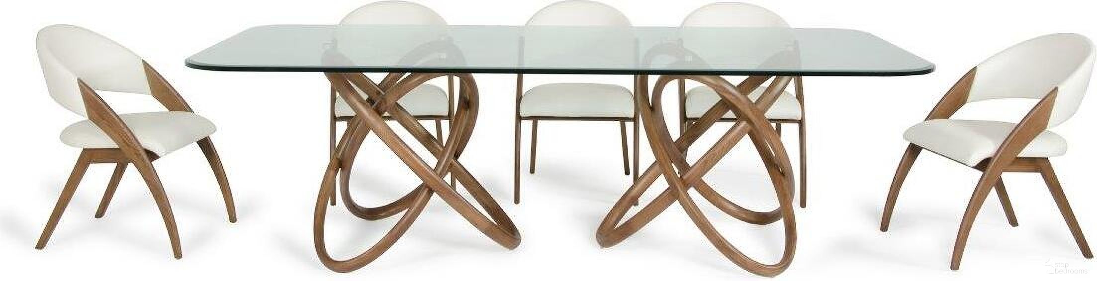 Homeroots Walnut And Glass Dining Table