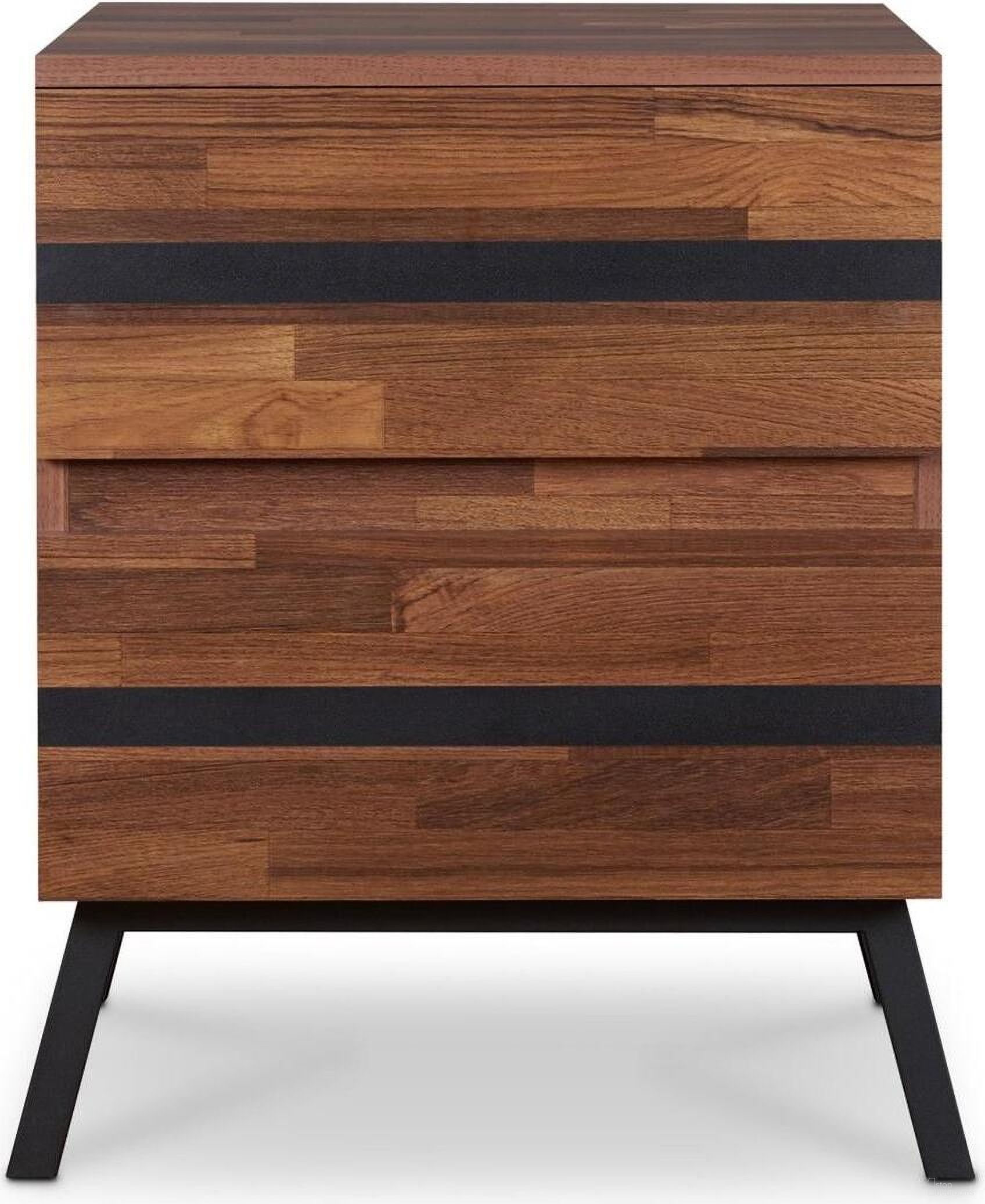 The appearance of Homeroots Walnut And Sandy Black Particle Board End Table designed by Homeroots in the traditional interior design. This walnut and black piece of furniture  was selected by 1StopBedrooms from  to add a touch of cosiness and style into your home. Sku: 318980. Material: MDF.