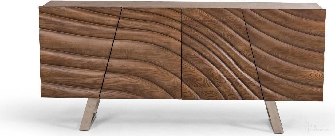 The appearance of Homeroots Walnut Wood Veneer And Steel Buffet designed by Homeroots in the modern / contemporary interior design. This walnut piece of furniture was selected by 1StopBedrooms from to add a touch of cosiness and style into your home. Sku: 283028. Material: Wood.